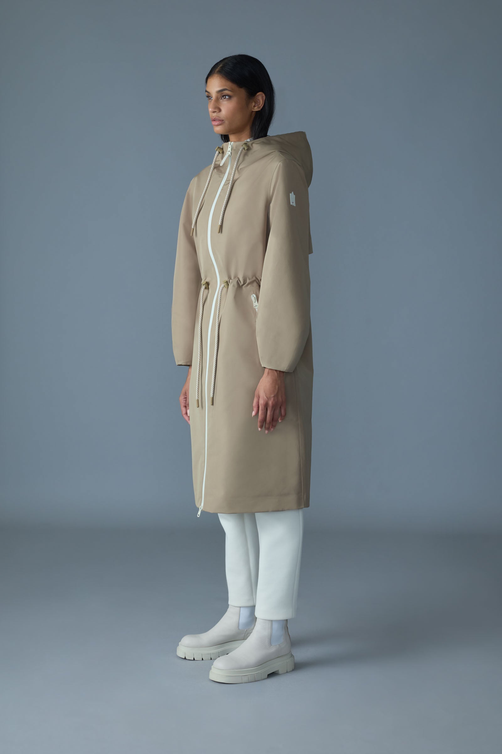 MEKELLE-Z Long recycled technical rain coat for Women | Mackage® CA