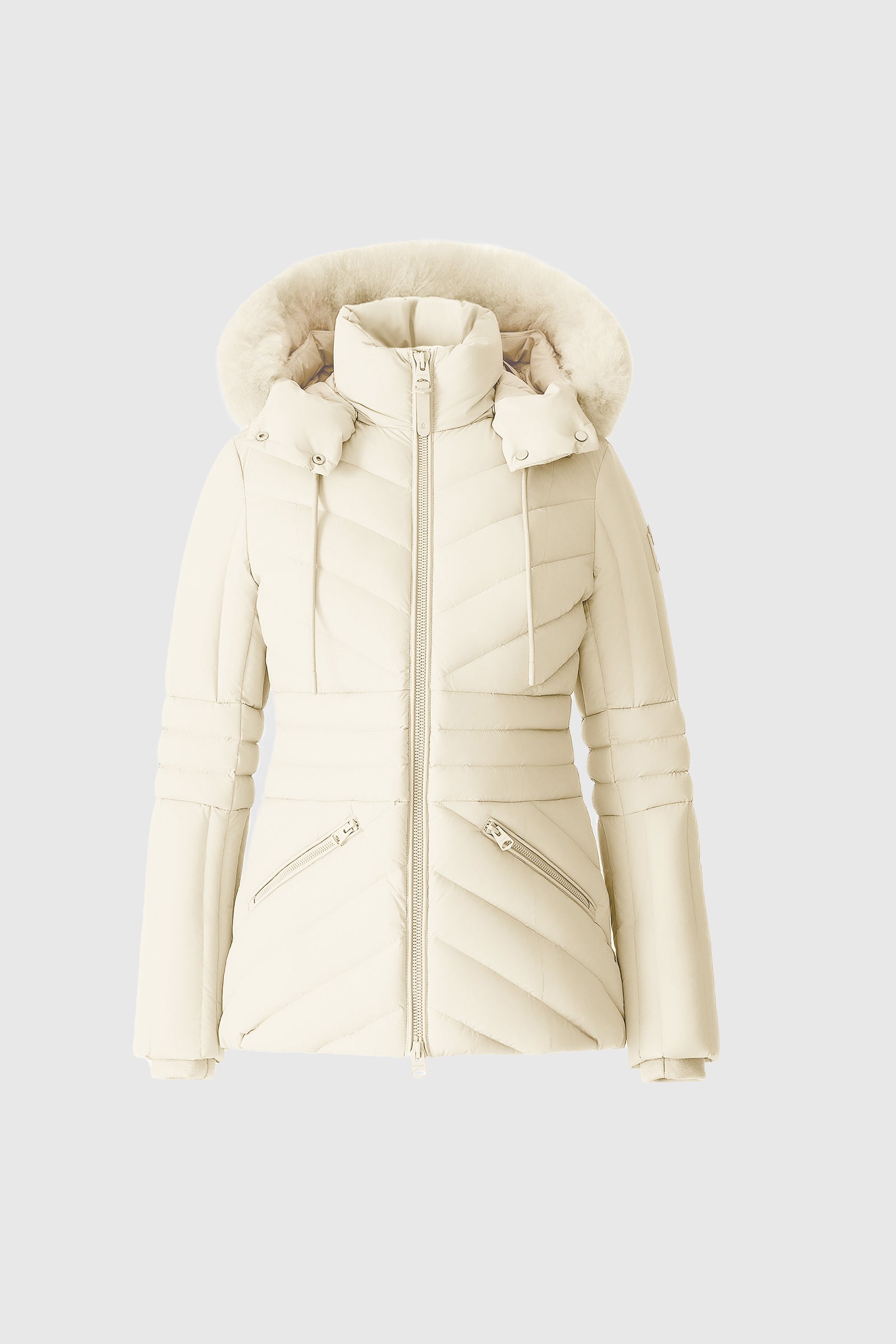 NADIA-SH Hooded Down Jacket With Shearling Trim for Women