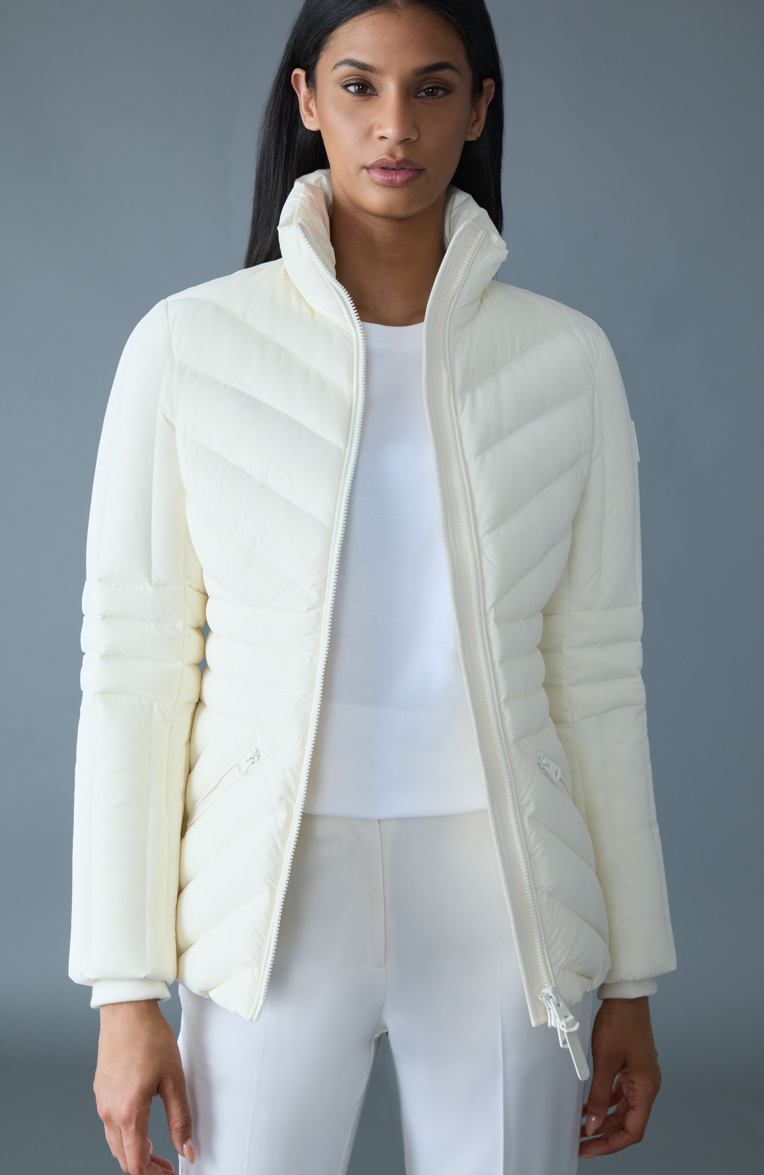 NADIA-SH Hooded Down Jacket With Shearling Trim for Women