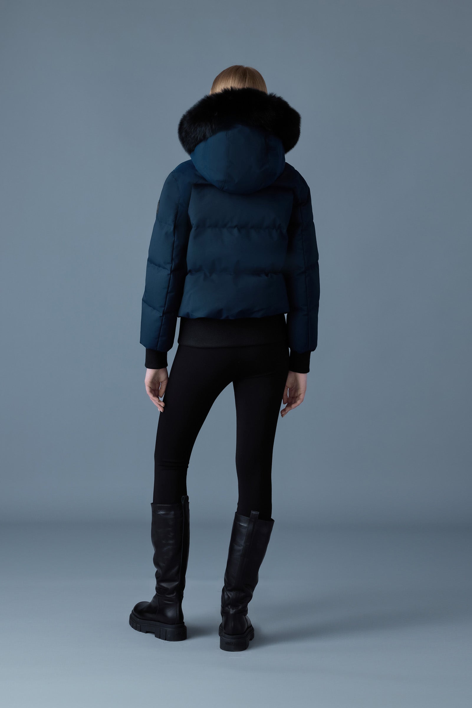 NEFI-BX Down Jacket with Blue fur Hood for Women | Mackage® CA