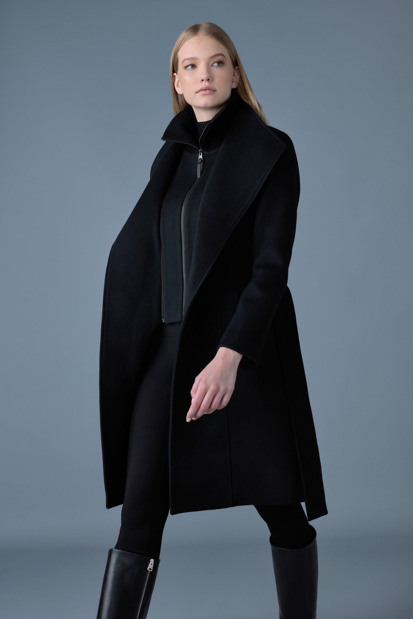 NORITA 2-in-1 double face wool coat with sash for Women | Mackage® CA