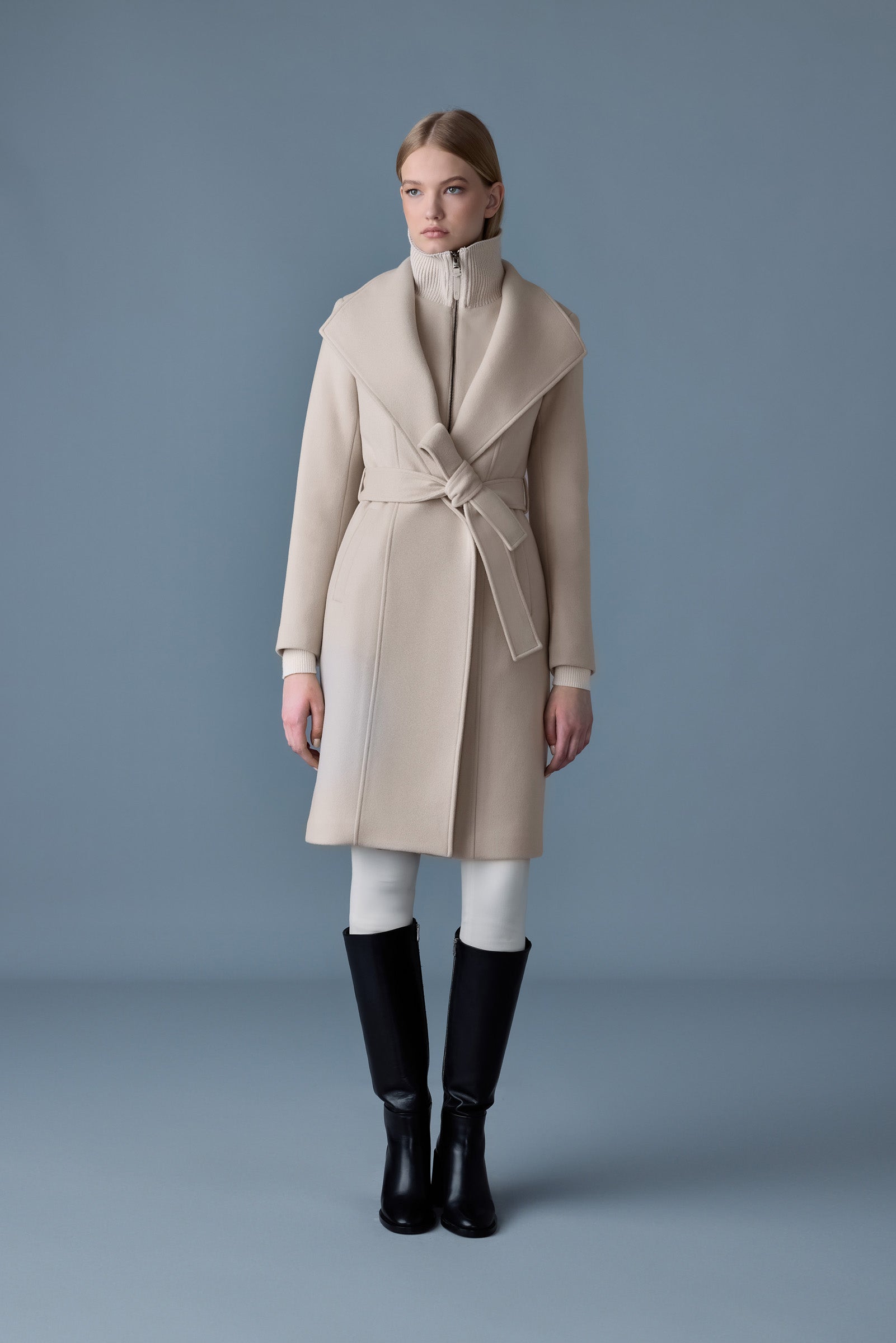 NORITA 2-in-1 double face wool coat with sash for Women | Mackage® CA