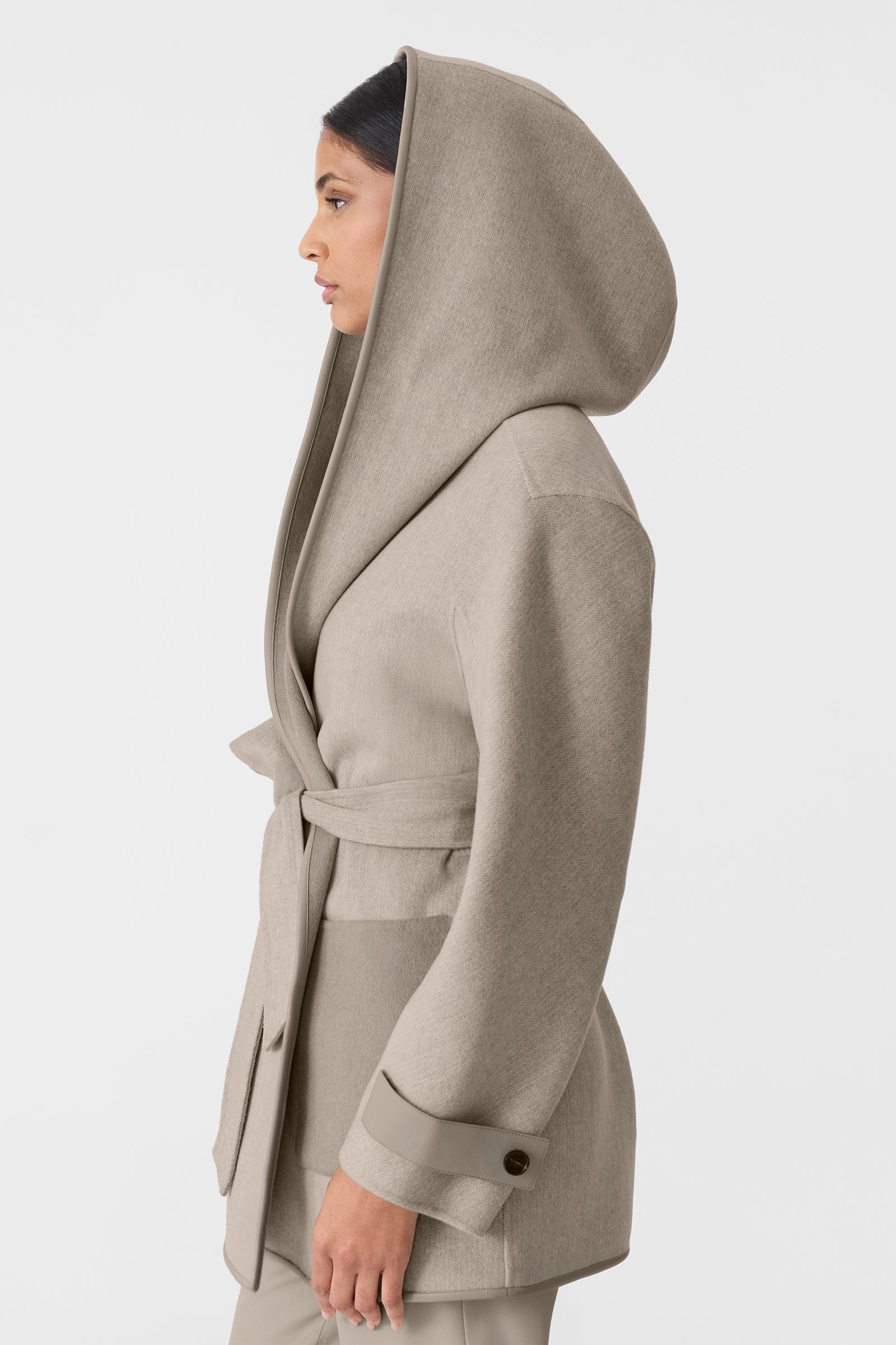 PAYA-HB Herringbone Wool Wrap Coat for Women | Mackage® CA