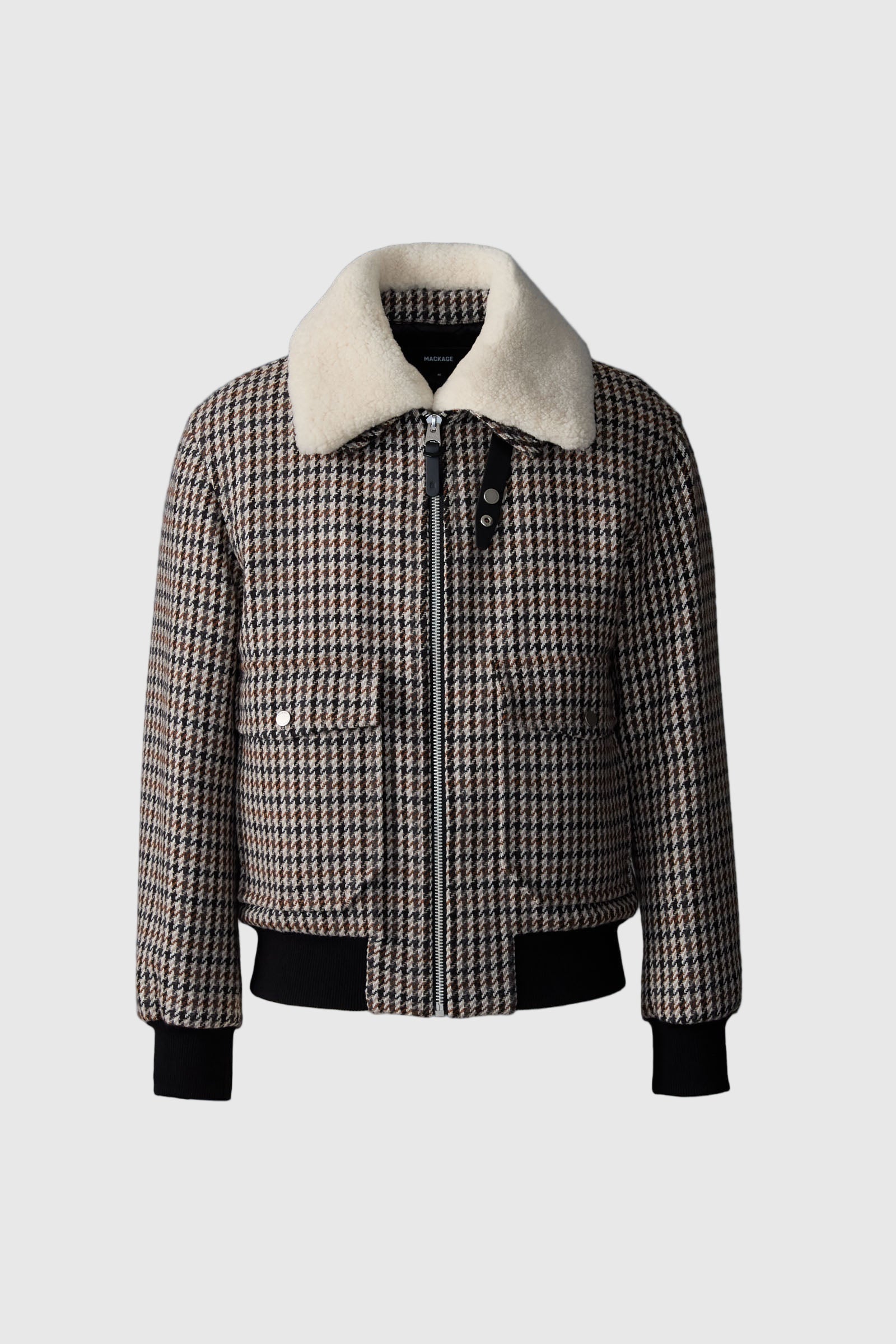 yleve イレーヴ Wool Hound's Tooth Jacket RHETT-HT Houndstooth Wool Bomber for Men | Mackage Canada