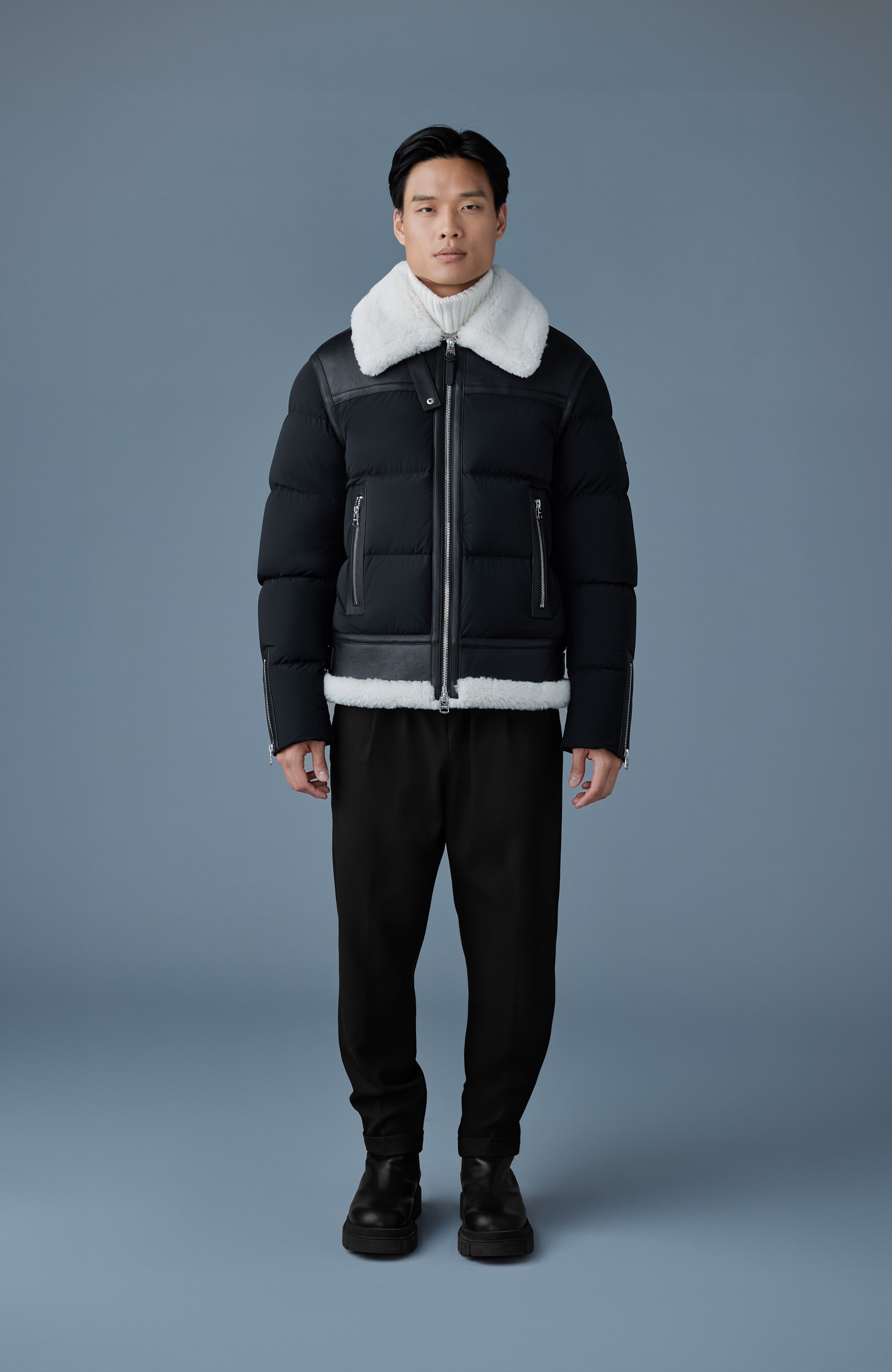 ROBERT mixed-media shearling Down jacket for Men | Mackage® CA