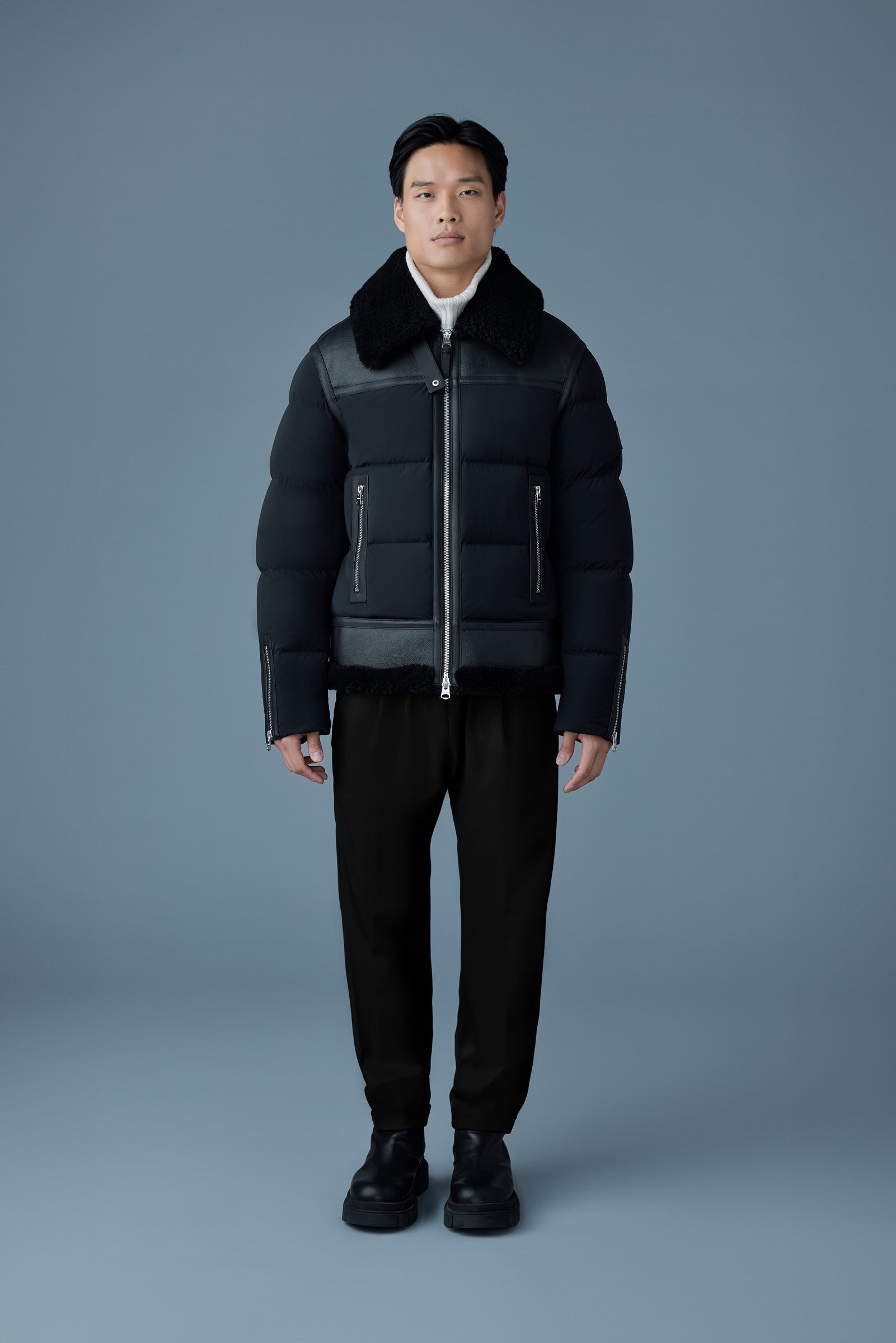 Robert, mixed-media shearling down jacket | Mackage® Canada