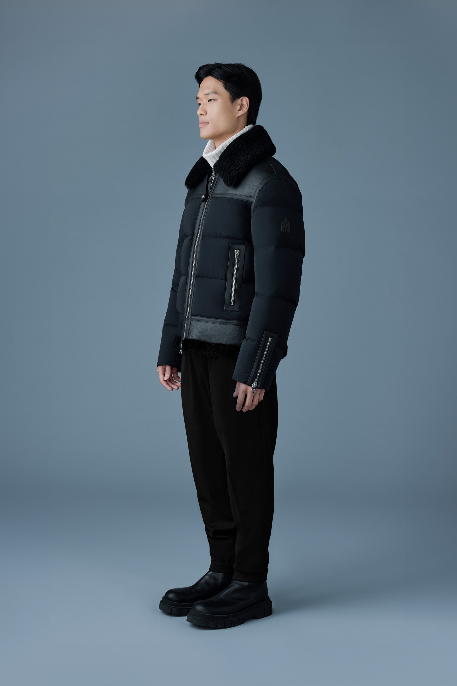 Robert, mixed-media shearling down jacket | Mackage® Canada