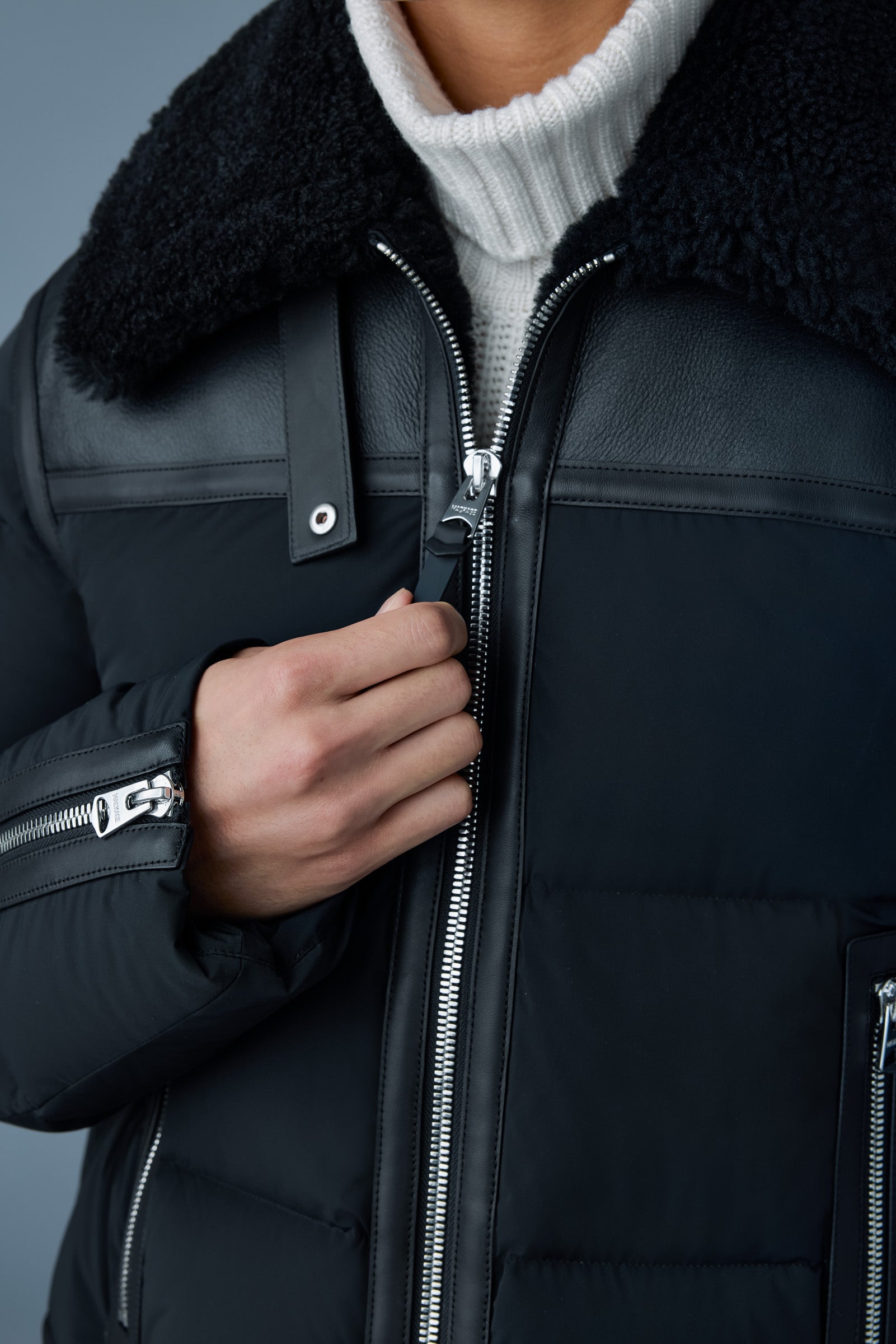 ROBERT mixed-media shearling Down jacket for Men | Mackage® CA