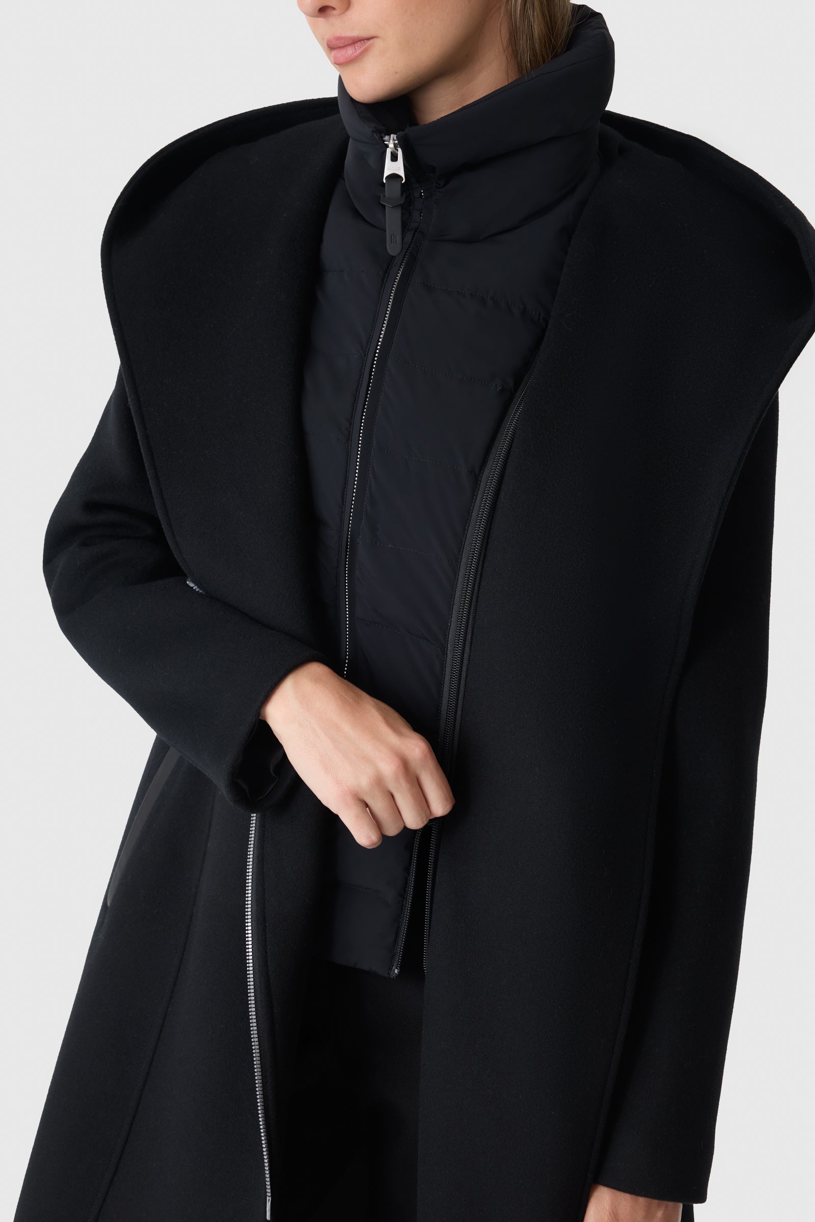 SHIA-LG 2-in-1 Double-Face Wool Coat - removable Bib for Women