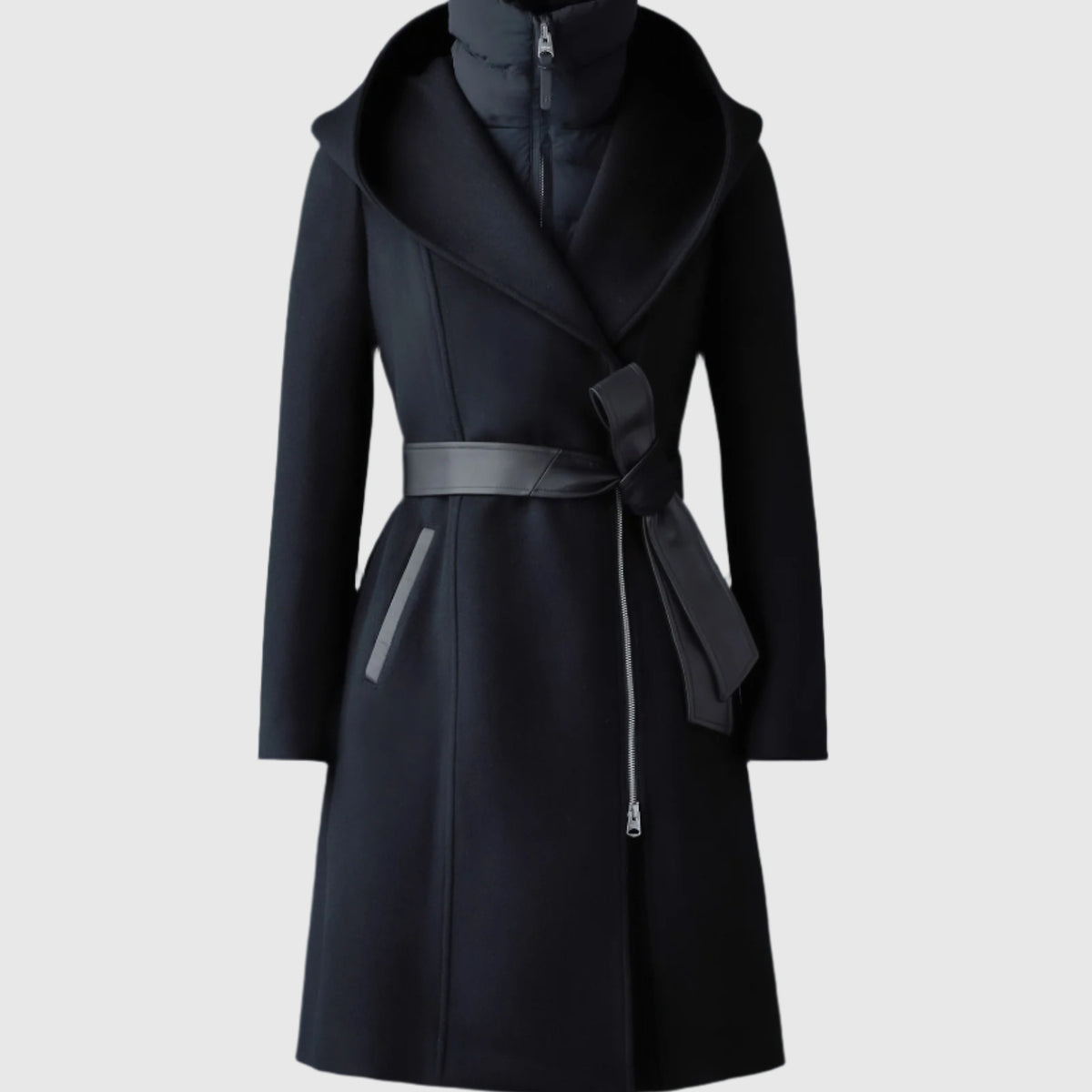 SHIA-SLB 2-in-1 double-face wool coat - removable bib for Women 