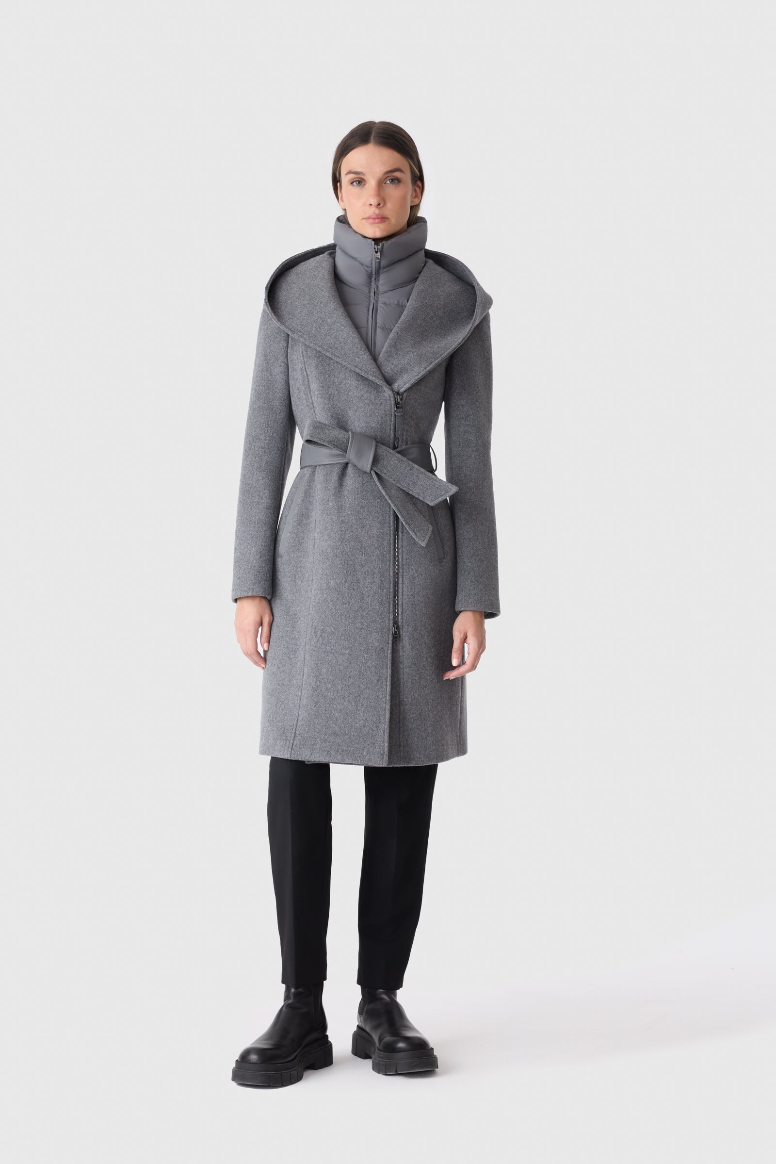 Shia-SLB, 2-in-1 double-face wool coat with removable bib