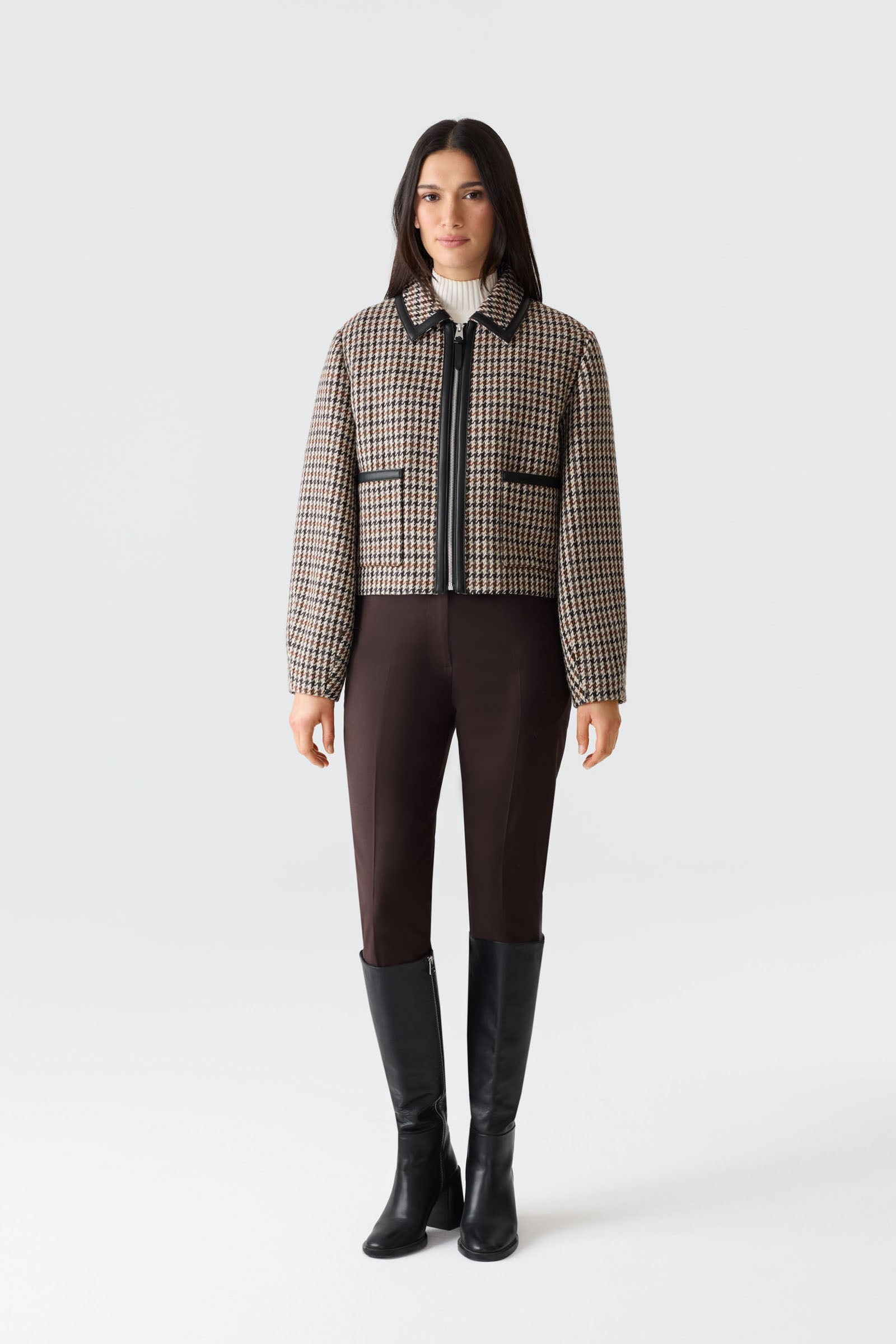 SOLANA-HT Houndstooth Woo Short Jacket for Women | Mackage Canada
