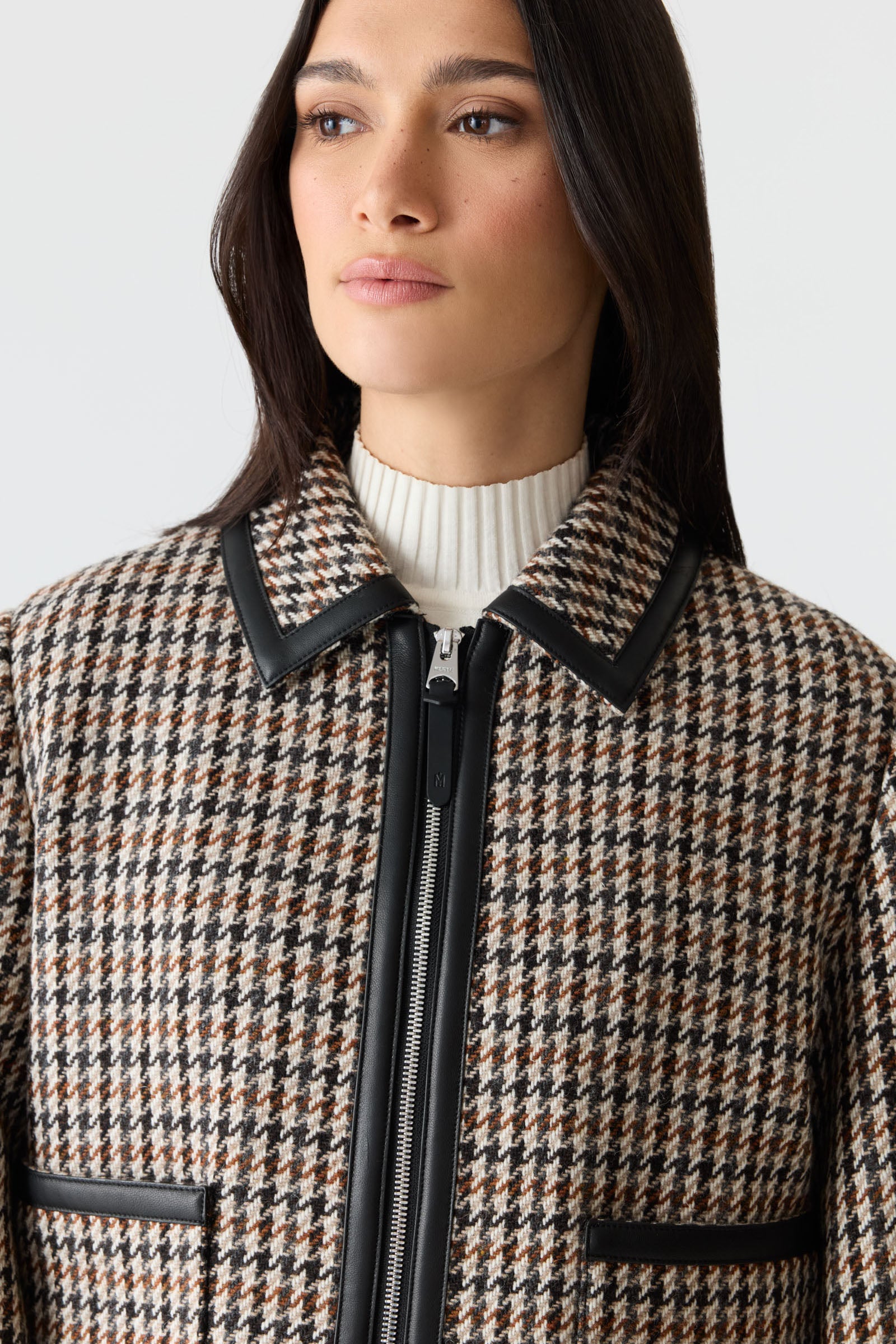 SOLANA-HT Houndstooth Woo Short Jacket for Women | Mackage Canada