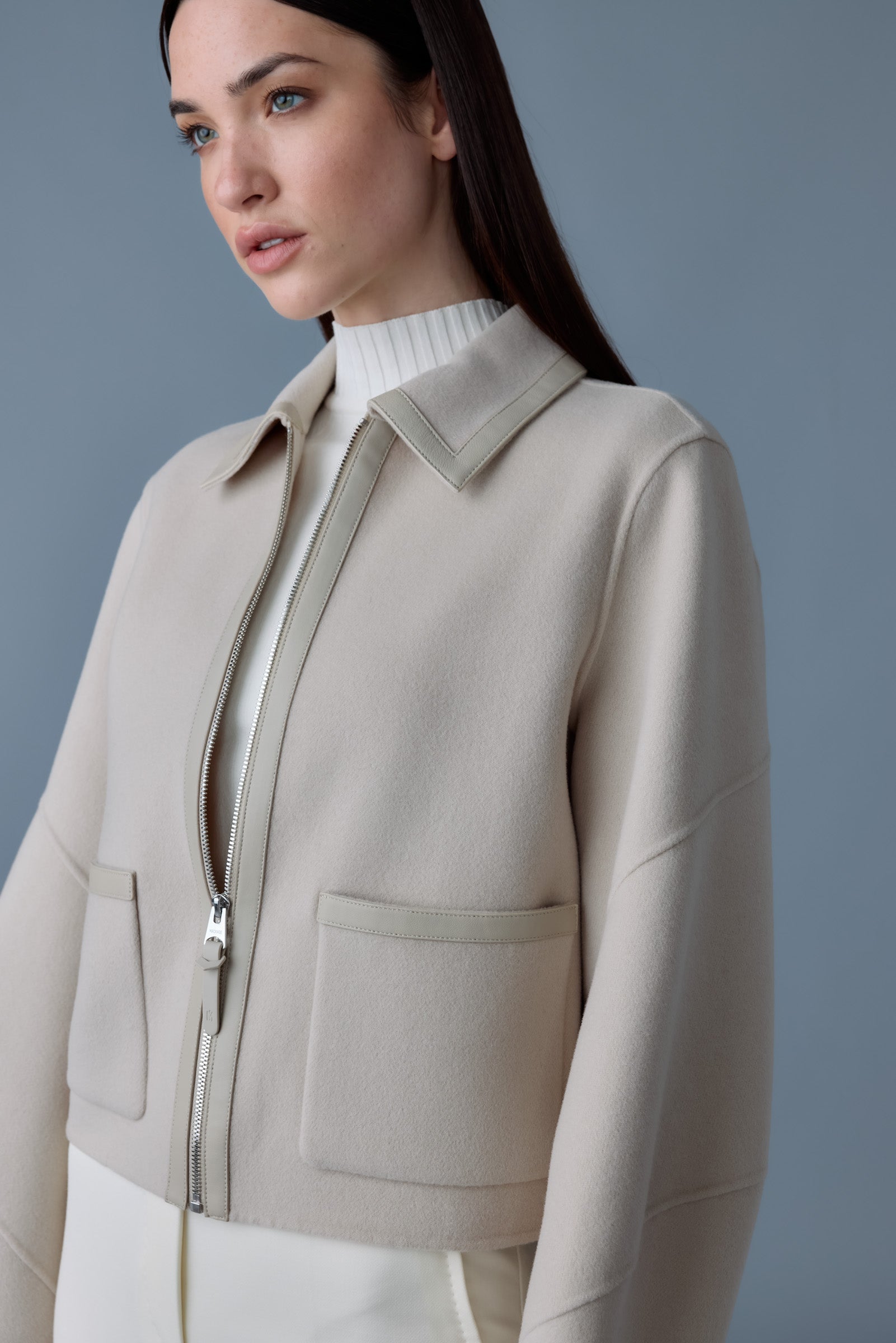SOLANA double-face wool balloon sleeved short jacket for Women