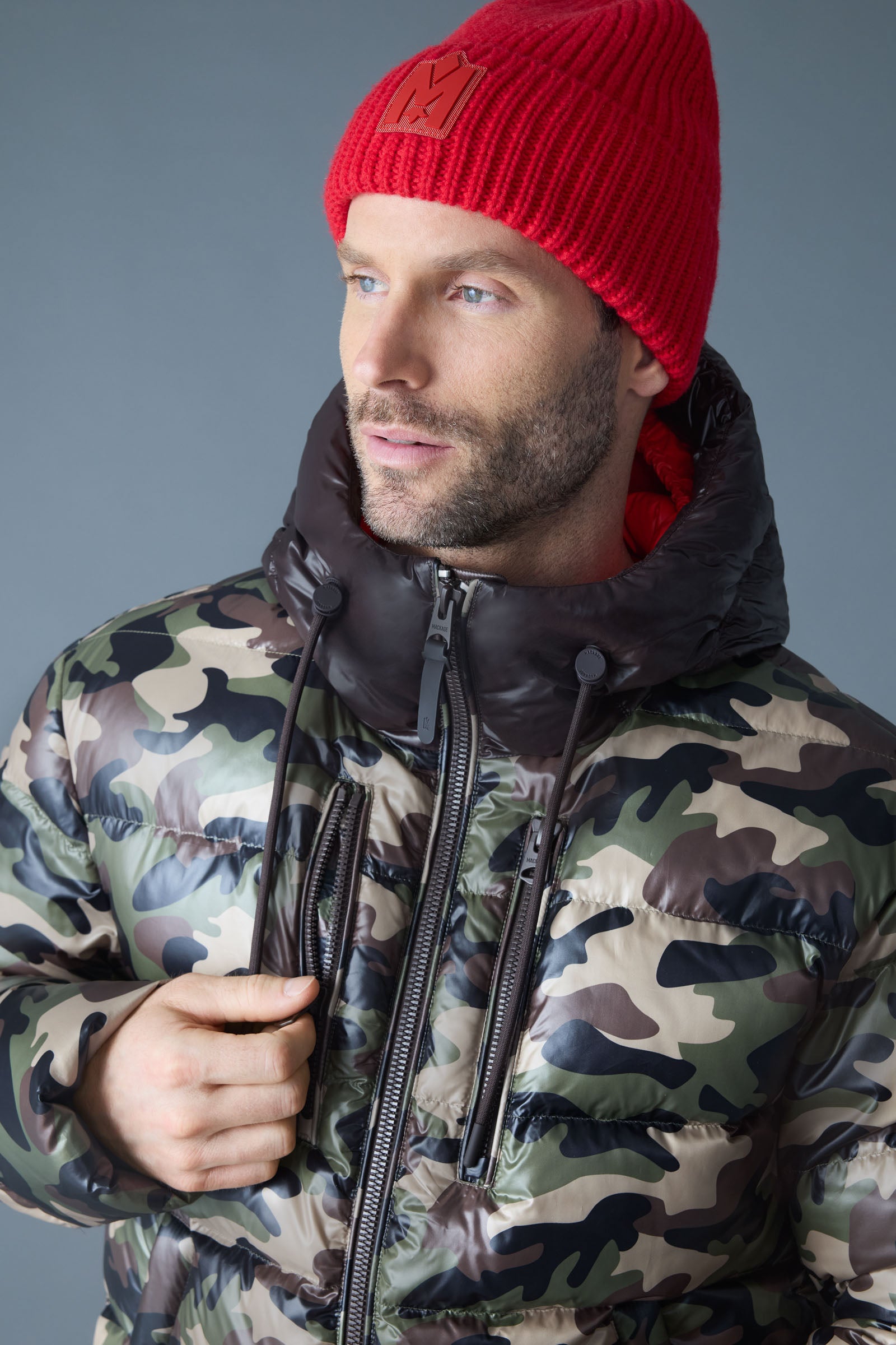 VICTOR-CAMO Light Down Hooded Camo Jacket for Men | Mackage® CA