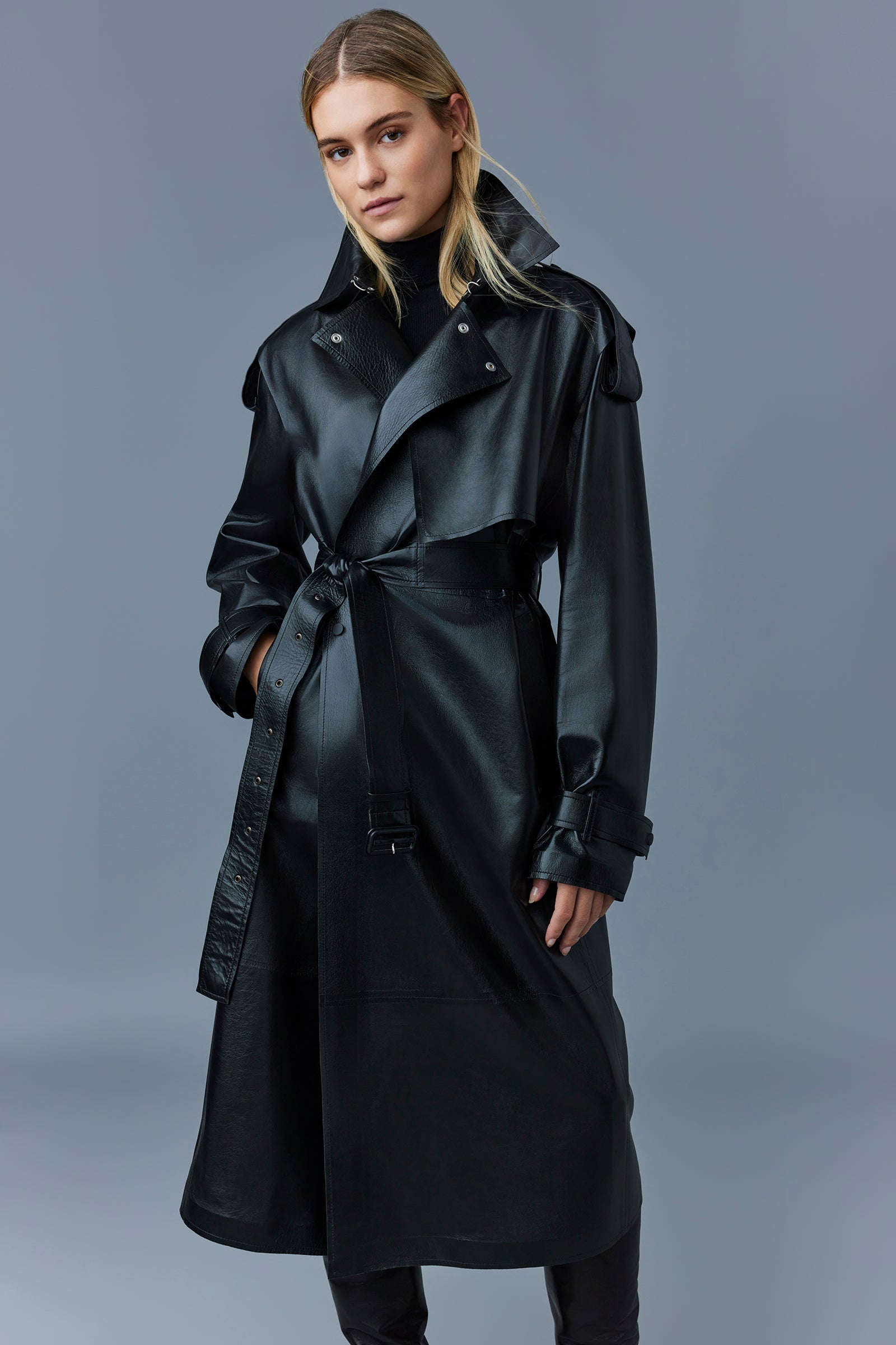 ADRIANA Leather trench coat with belt for Women | Mackage® CA