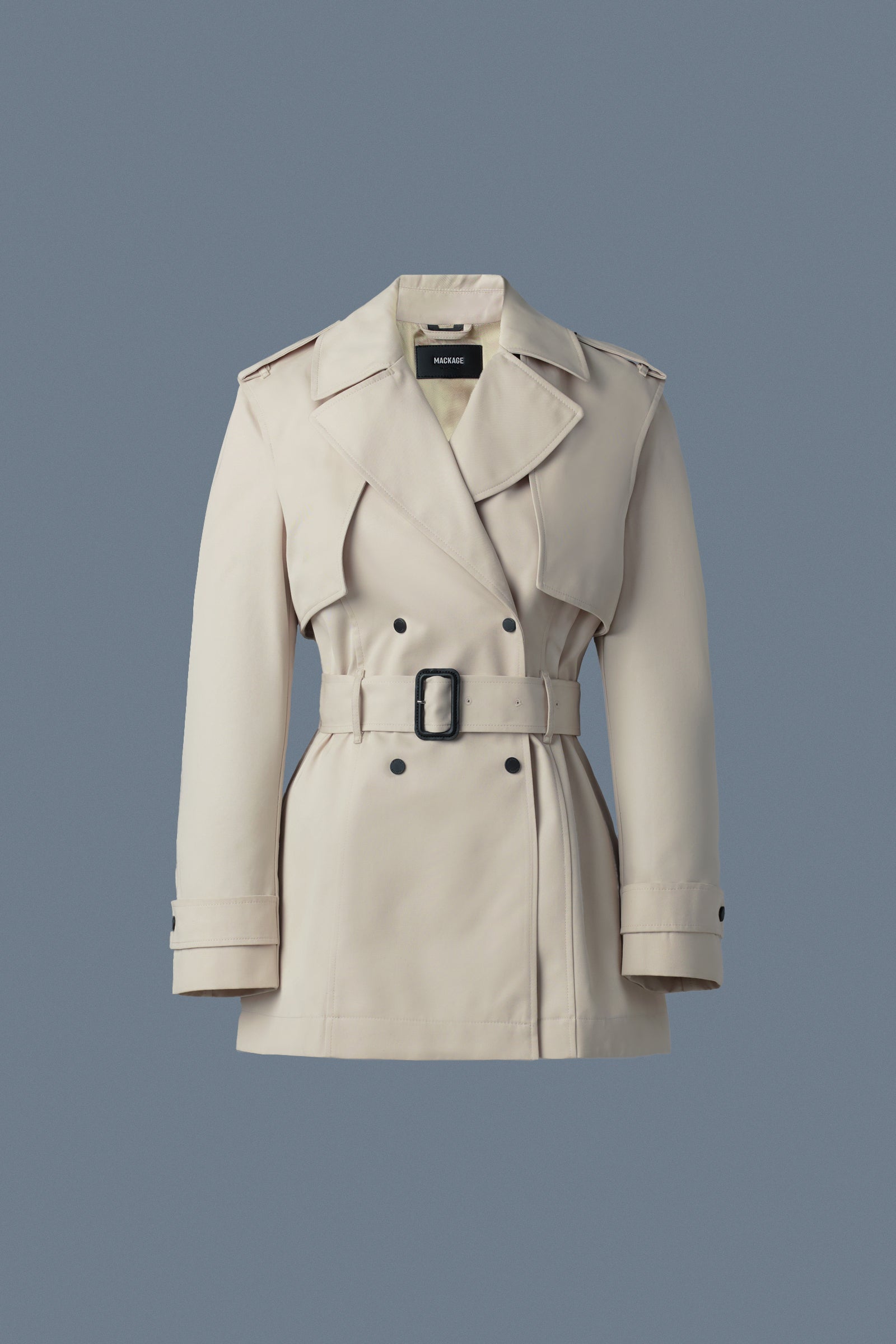 Adva, Mid-Length buckled belt trench | Mackage® Canada
