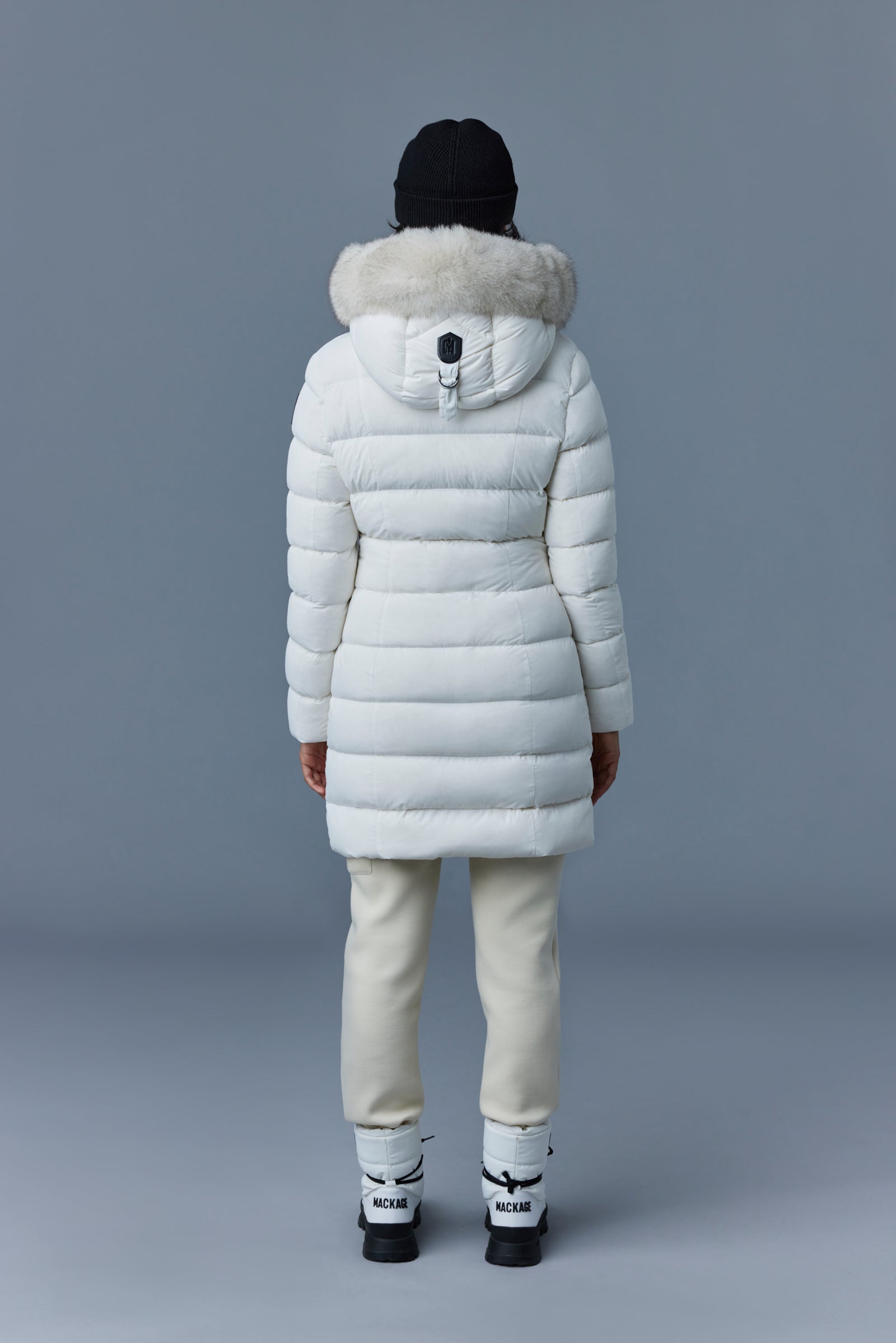CALLA-BX stretch light Down coat - blue fur collar for Women