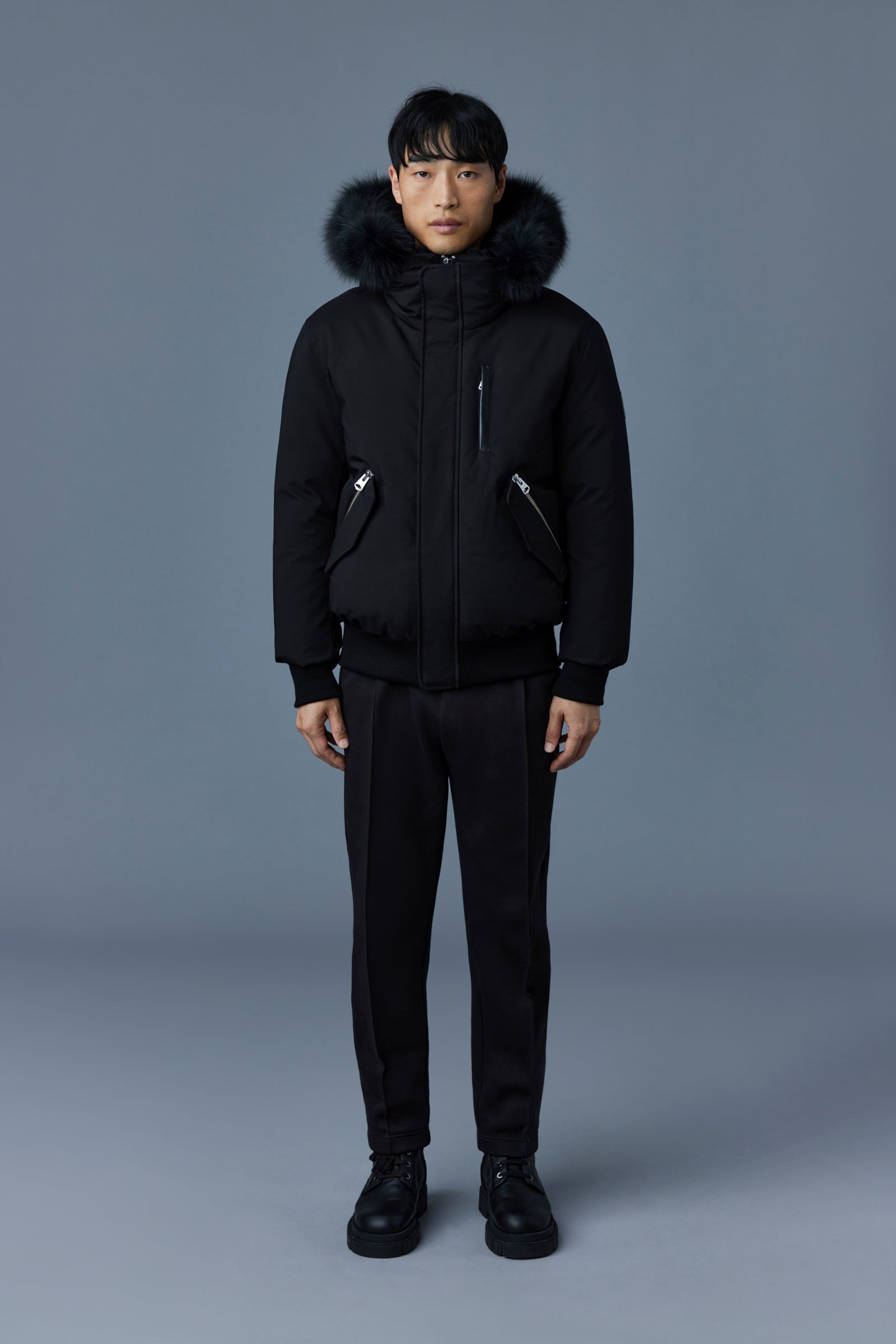DIXON-BX 2-in-1 Down bomber with blue fur for Men | Mackage® CA