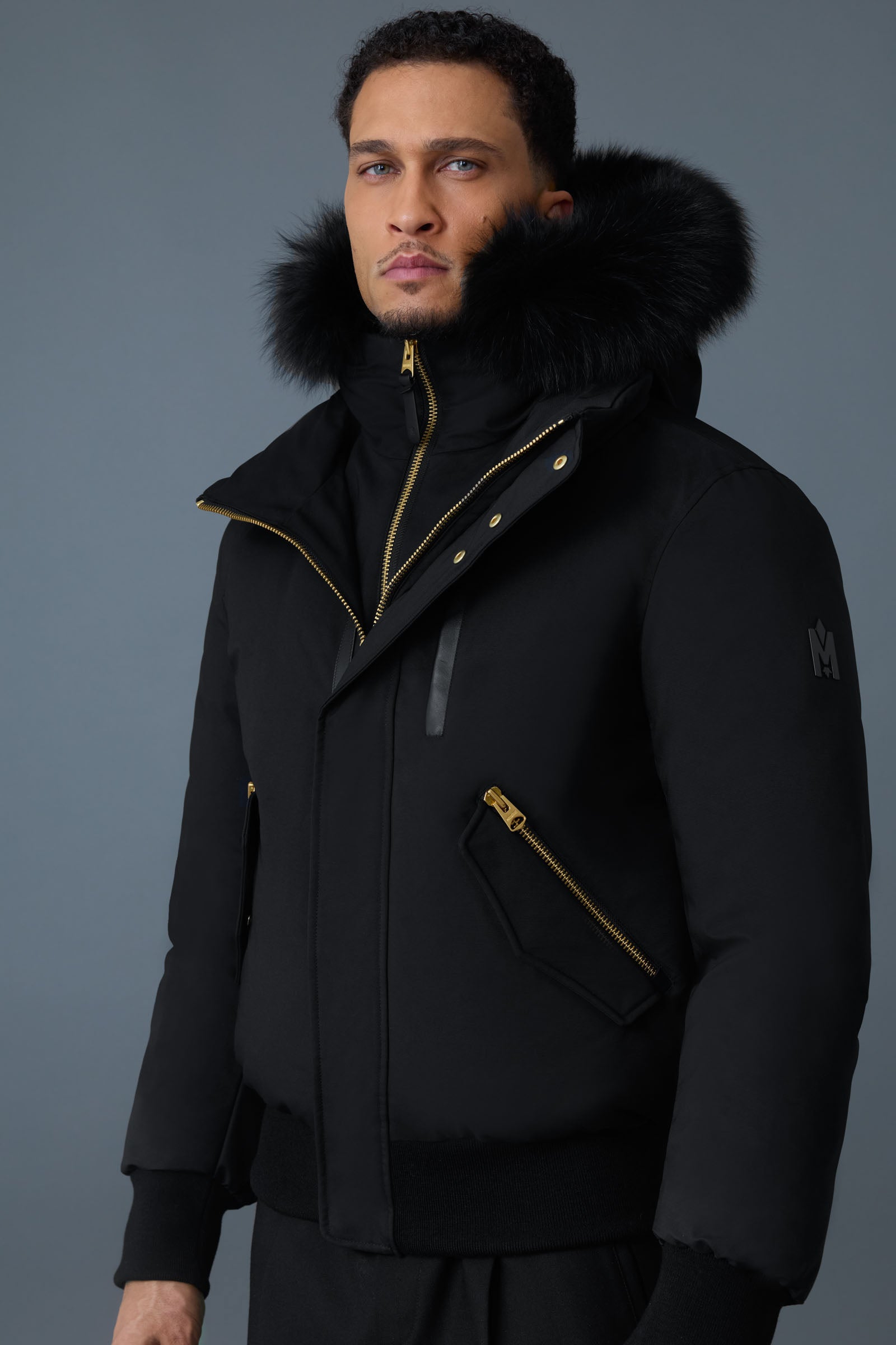 Dixon-BX, 2-in-1 Nordic Tech down bomber with blue fox fur for men