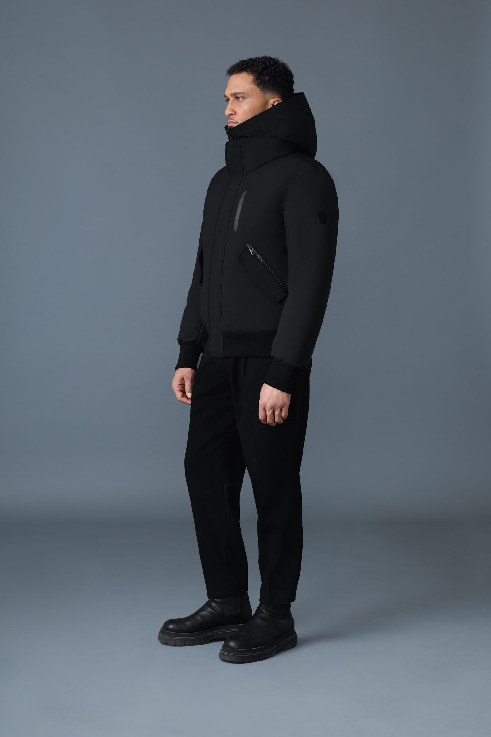 Dixon-NFR, 2-in-1 down bomber jacket with hooded bib for men