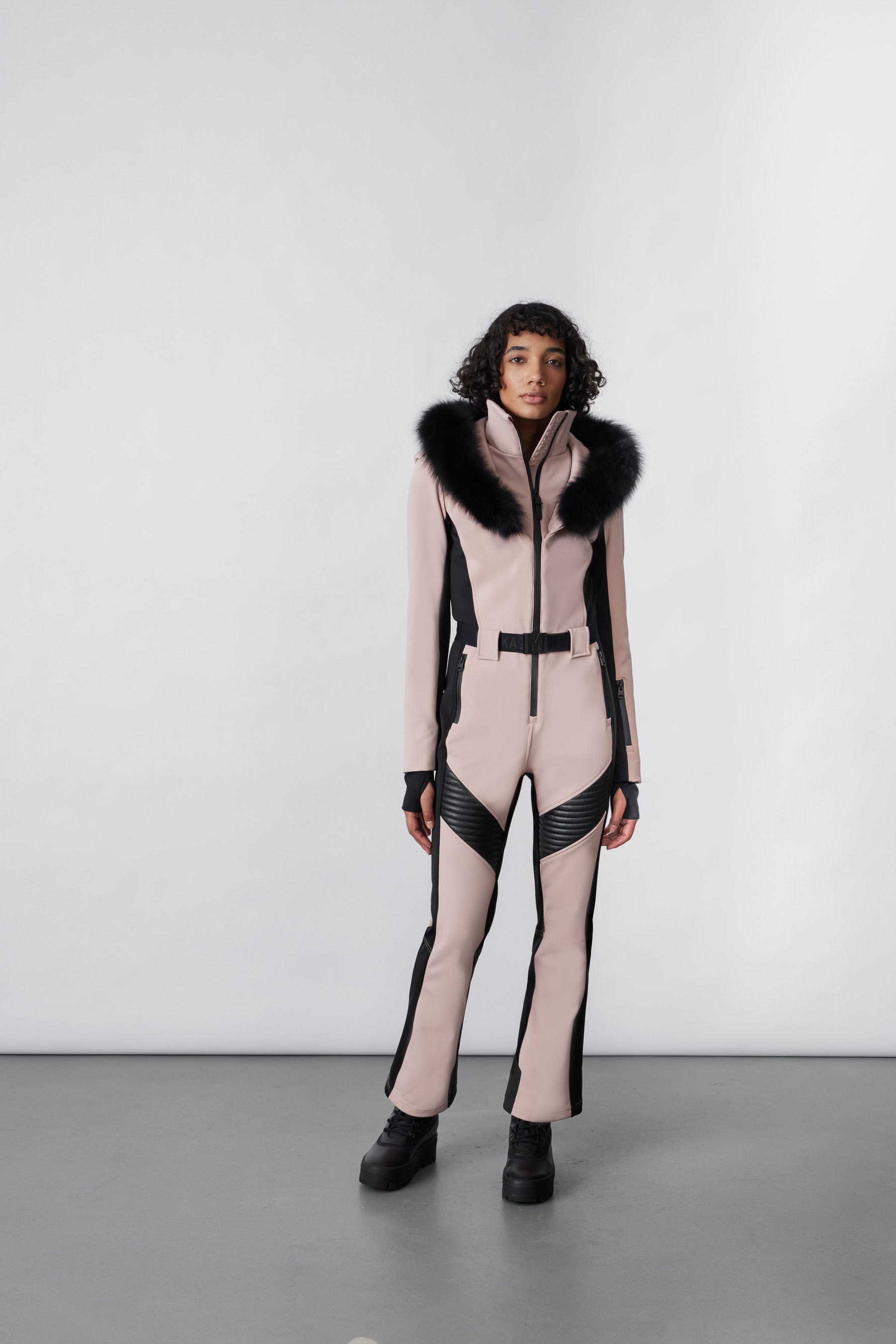 トップス PLANK PROJECT Mesh Teleco TrimBodysuit Elle, Techno fleece ski suit with removable hood and fur