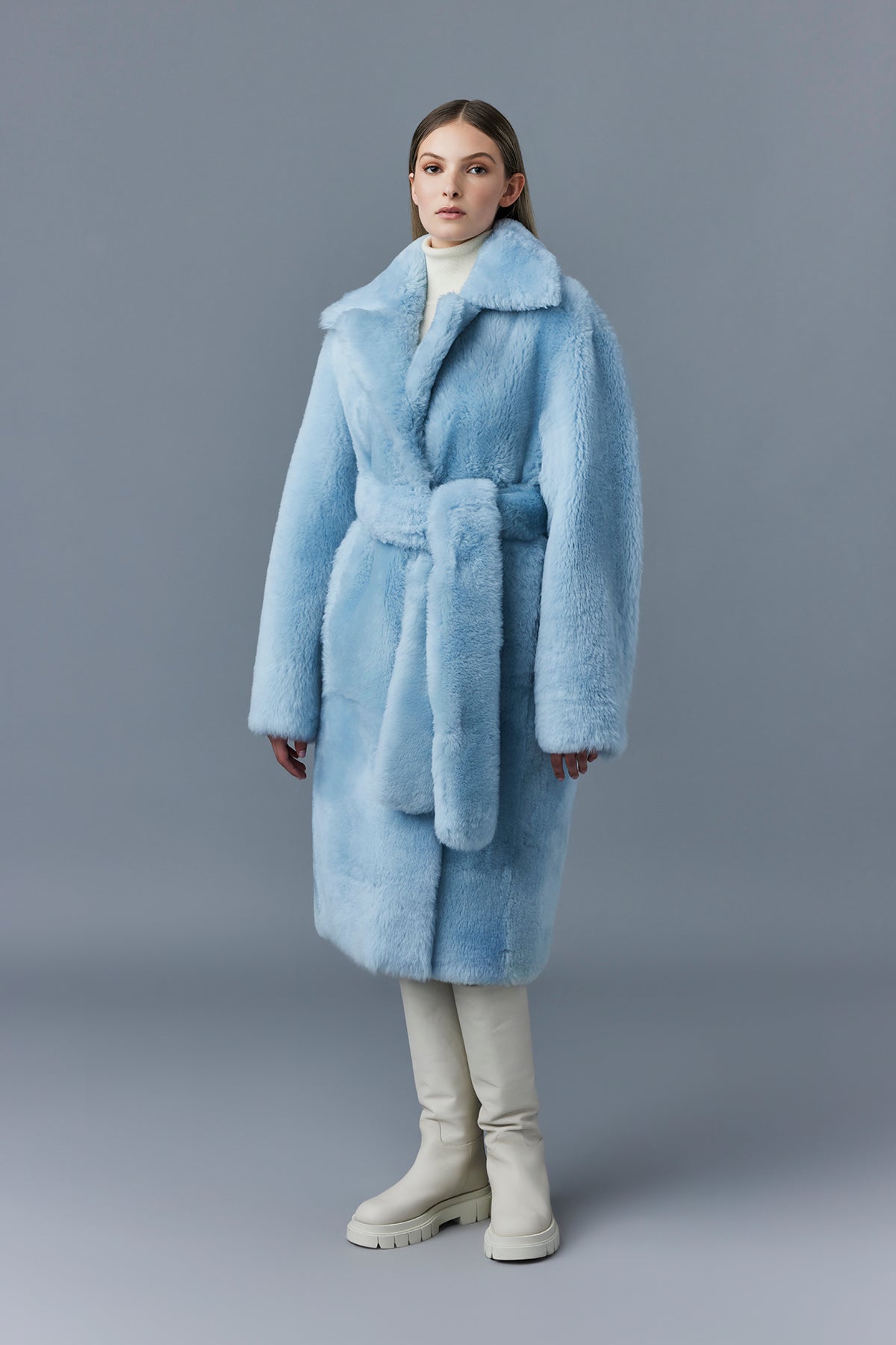 Etienne, Shearling coat with belt for ladies | Mackage® Canada