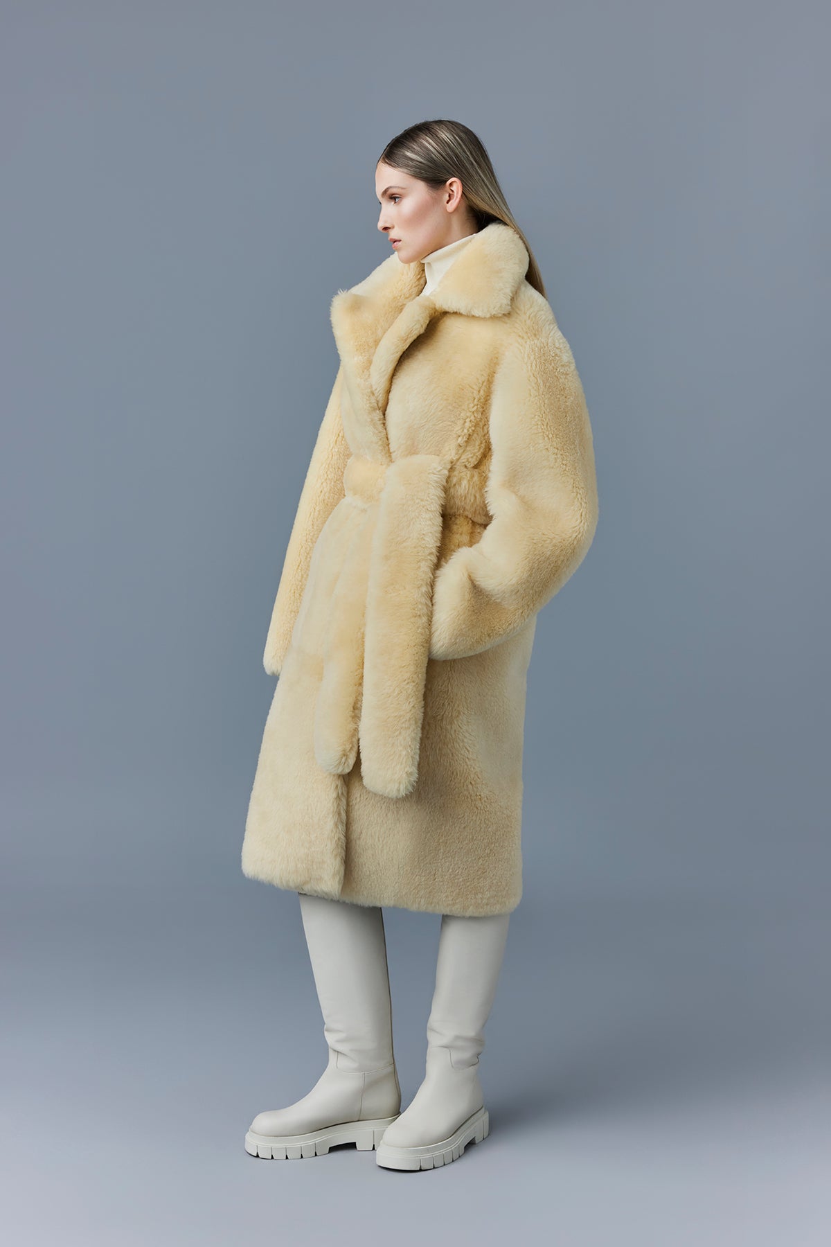 ETIENNE Shearling coat with belt for Women | Mackage® CA