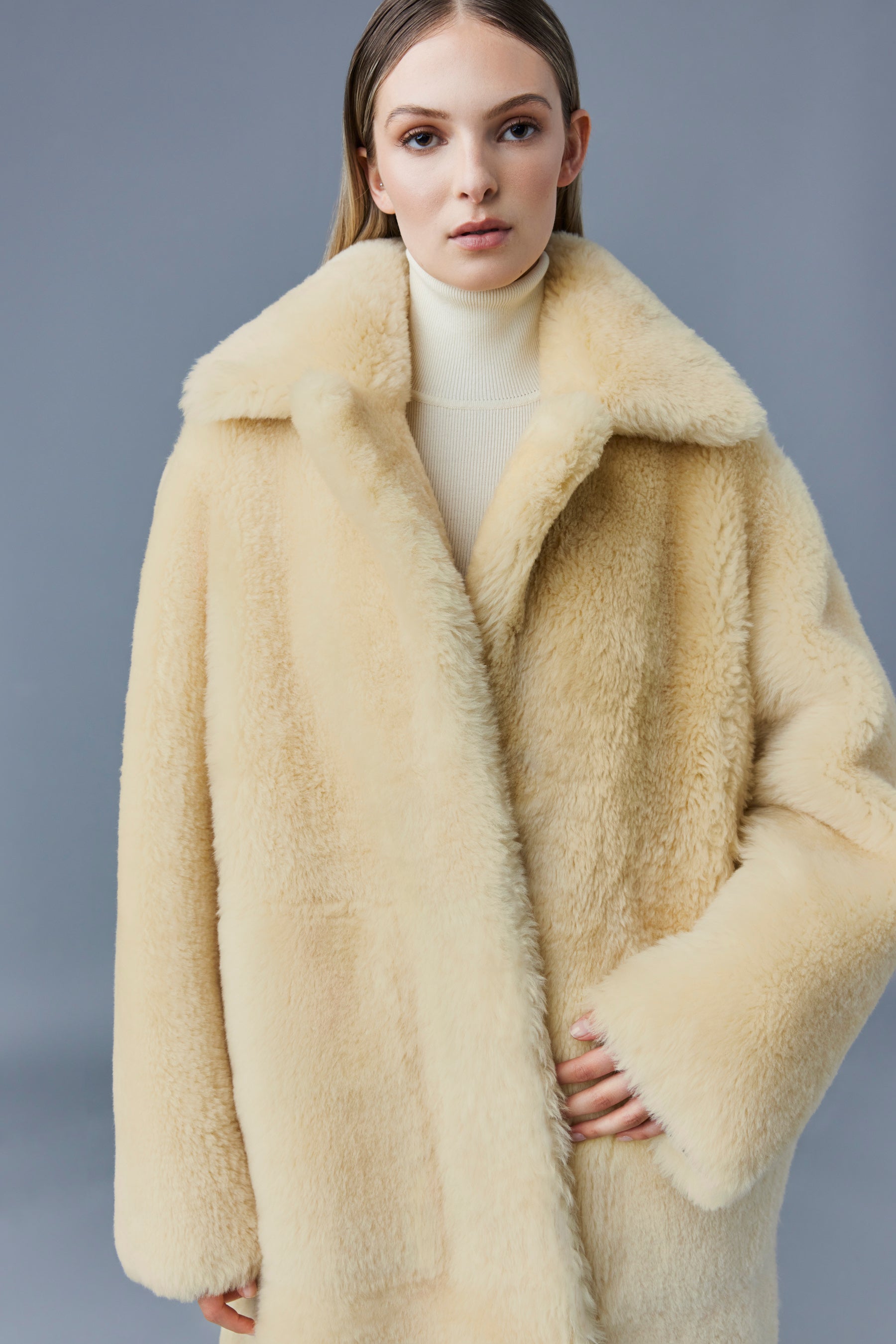 ETIENNE Shearling coat with belt for Women | Mackage® CA