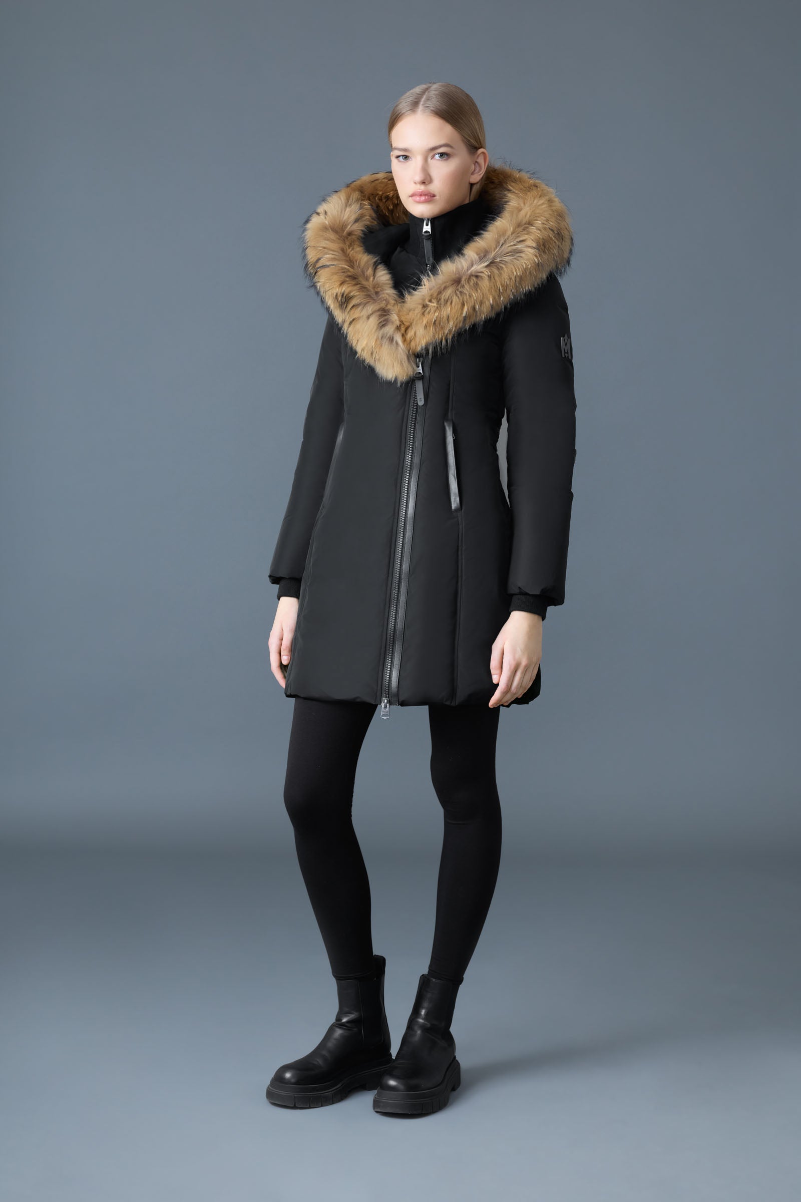 Kay-F, Down coat with natural fur Signature Mackage Collar