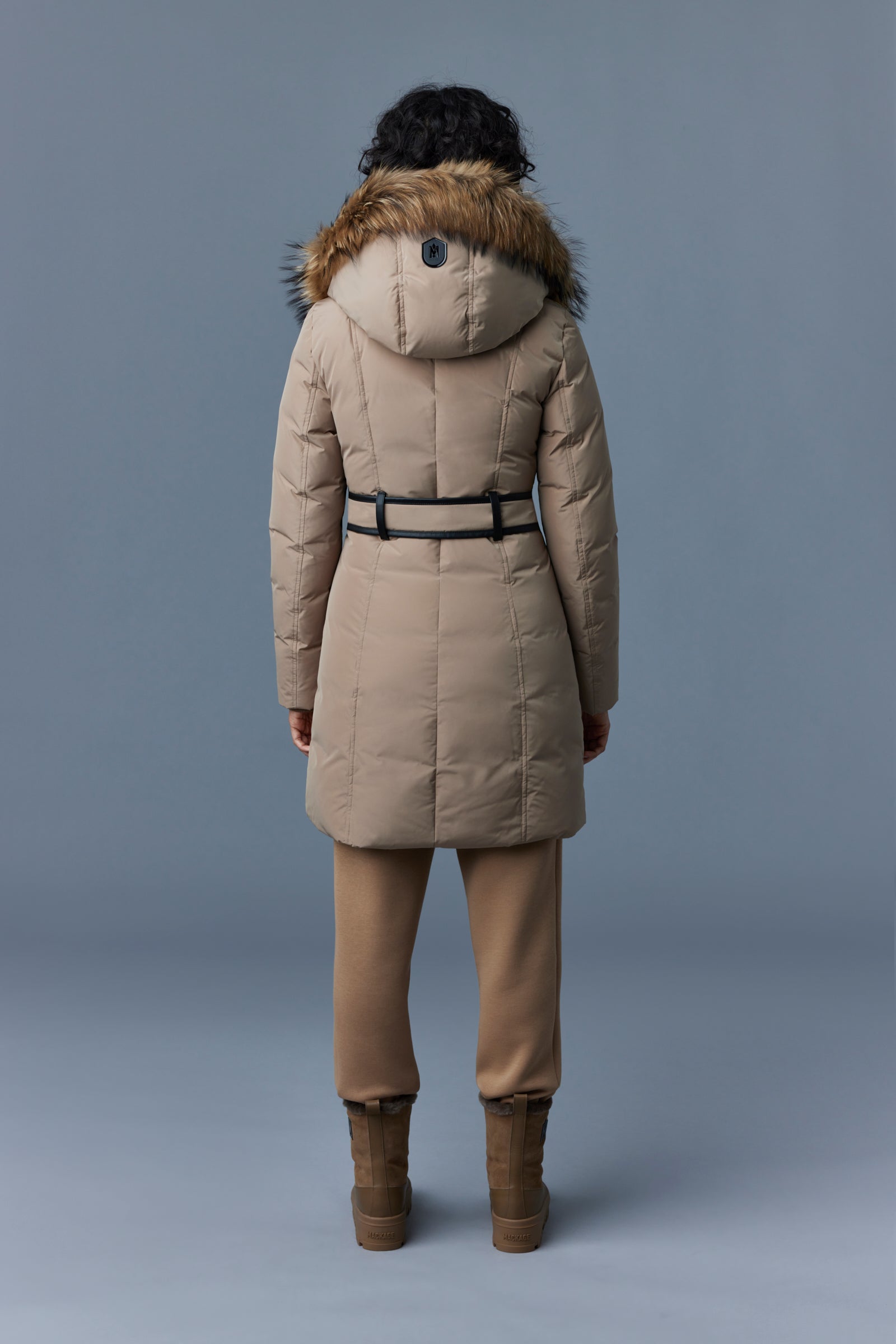 Kay-F, Down coat with natural fur Signature Mackage Collar for