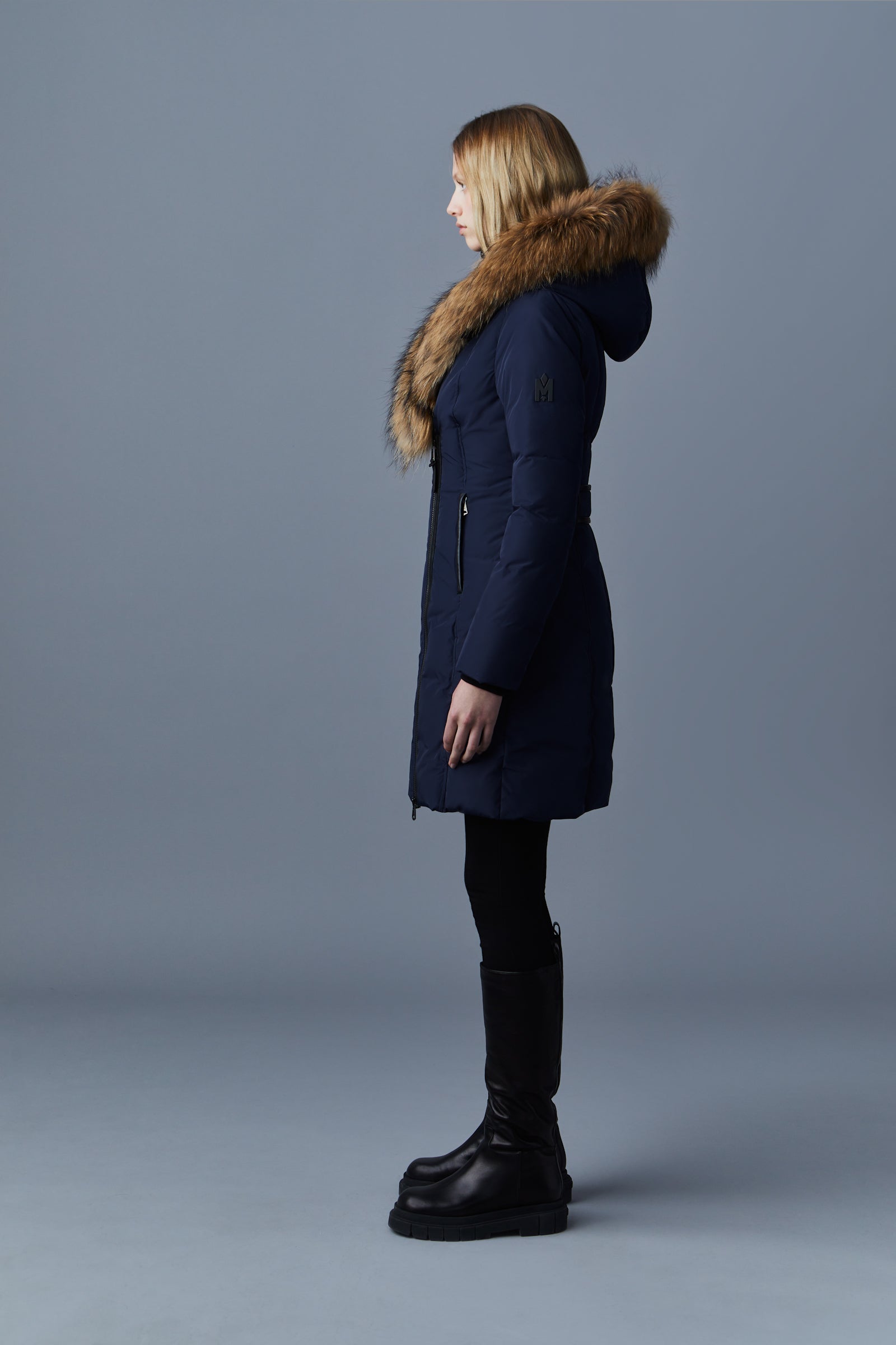 Kay-F, Down coat with natural fur Signature Mackage Collar for