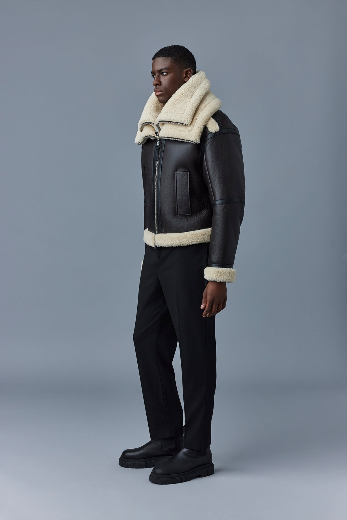 LOTTE Sheepskin jacket with double collar for Men | Mackage® CA