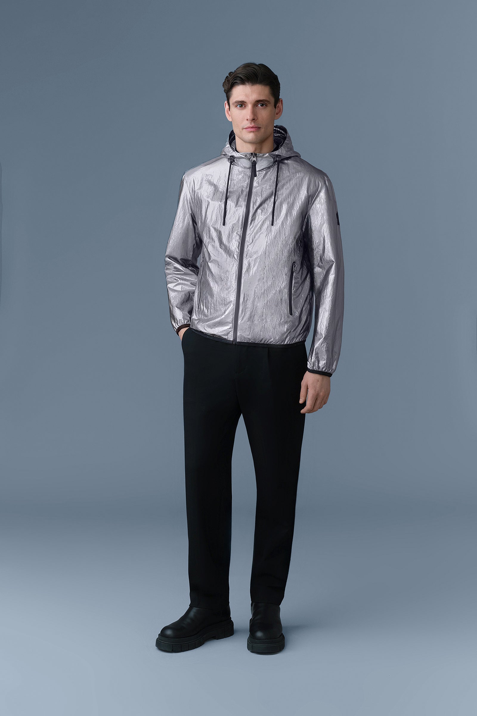 Michael, Metallic laminate rain jacket | Mackage® Canada