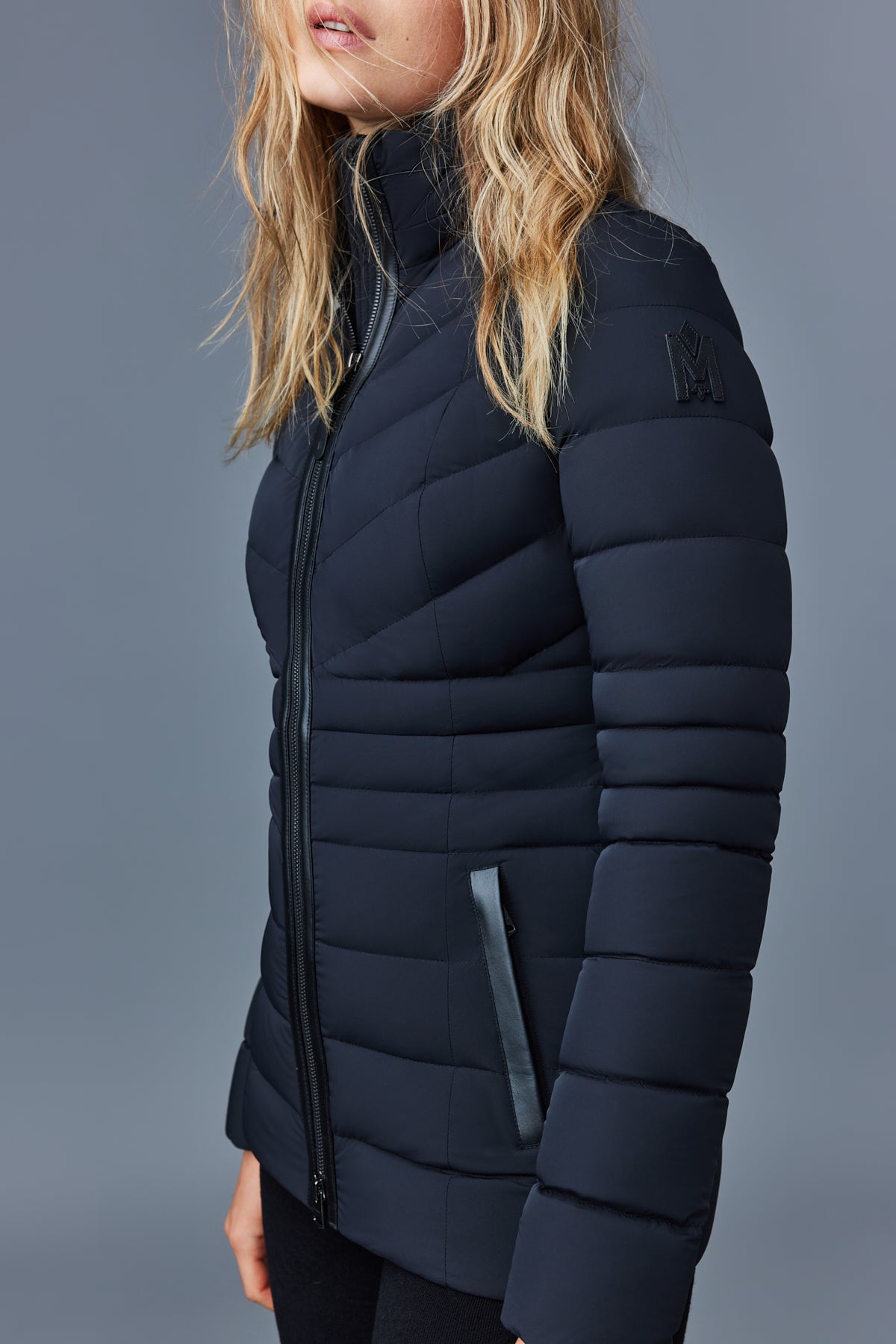 PATSY-BX Down jacket with blue fur for Women | Mackage® CA