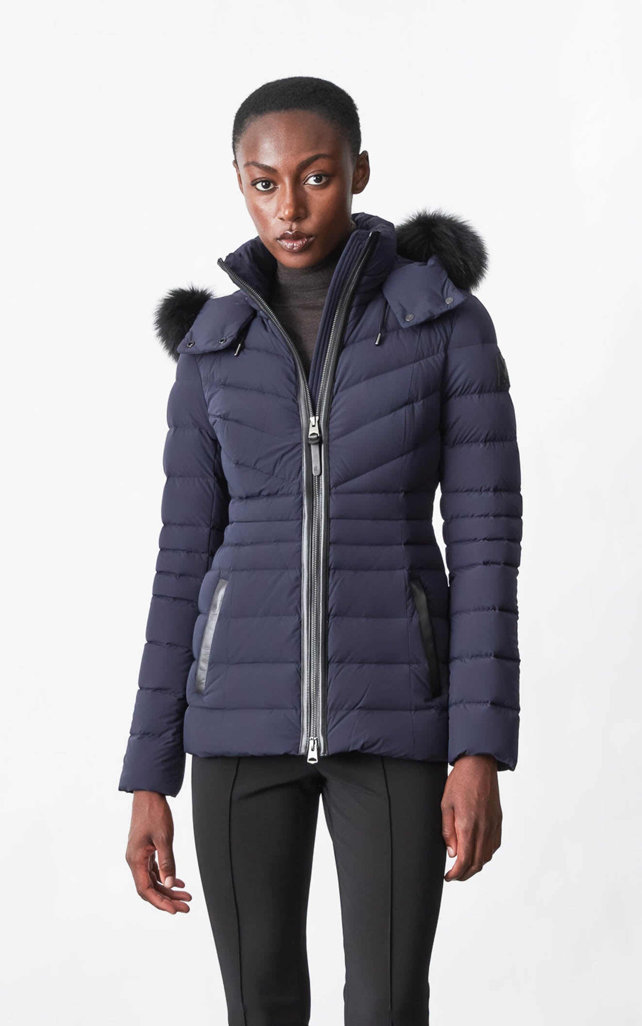 Patsy-BX, Agile 360 down jacket with blue fox fur for ladies