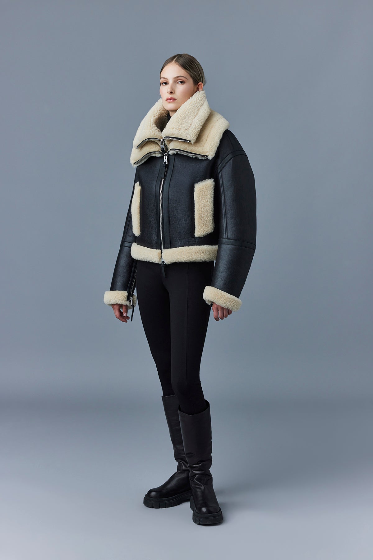 PENELOPA Sheepskin jacket with double collar for Women | Mackage® CA