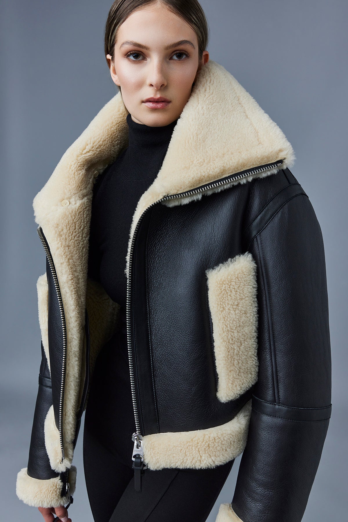 PENELOPA Sheepskin jacket with double collar for Women | Mackage® CA