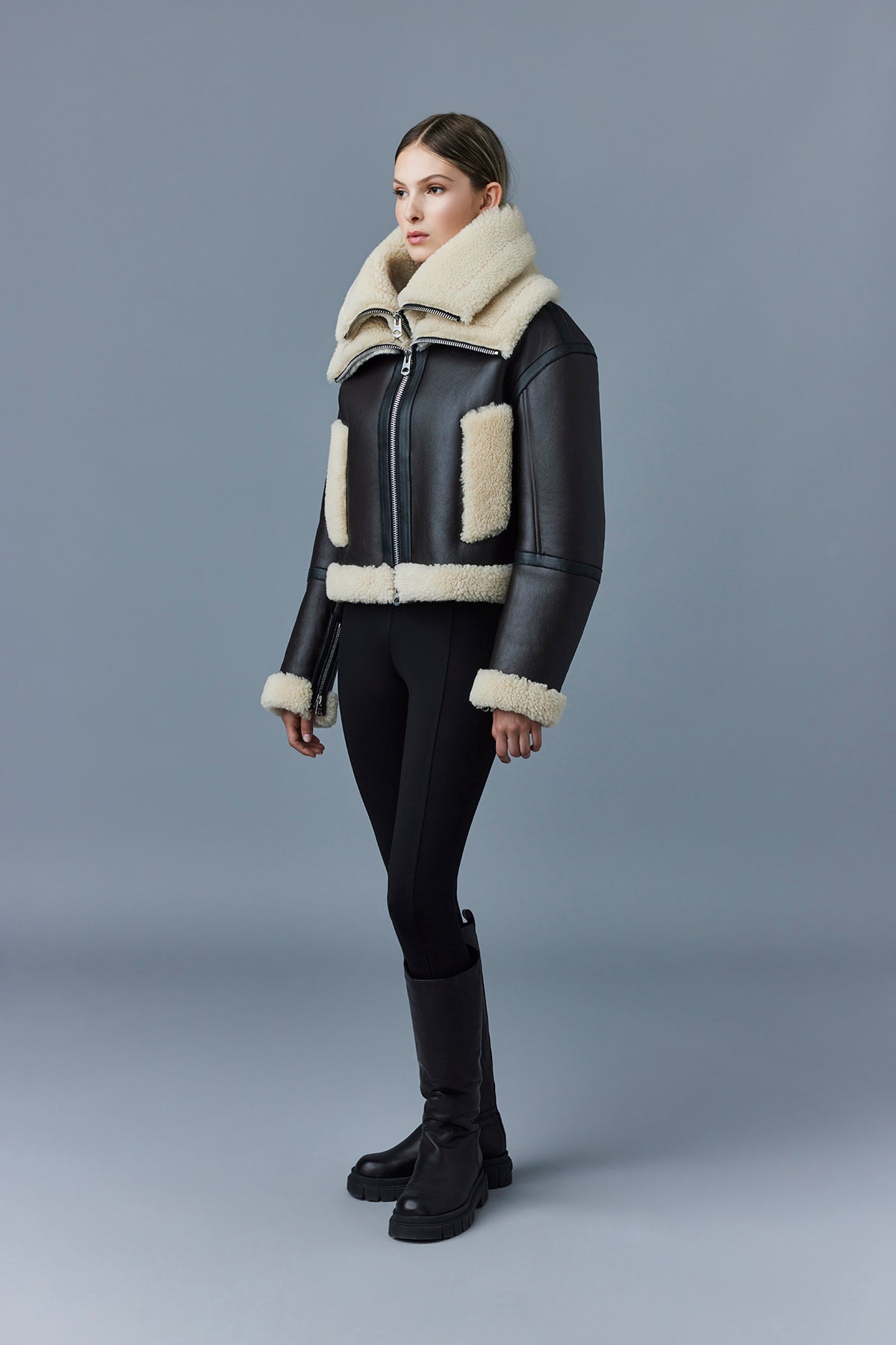 Penelopa, Sheepskin jacket with double collar for ladies | Mackage