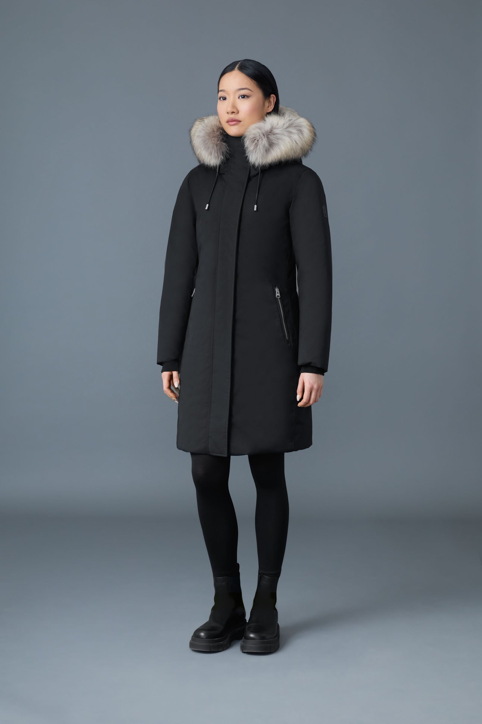 SHILOH-F 2-in-1 fitted Down coat - removable bib & fur for Women