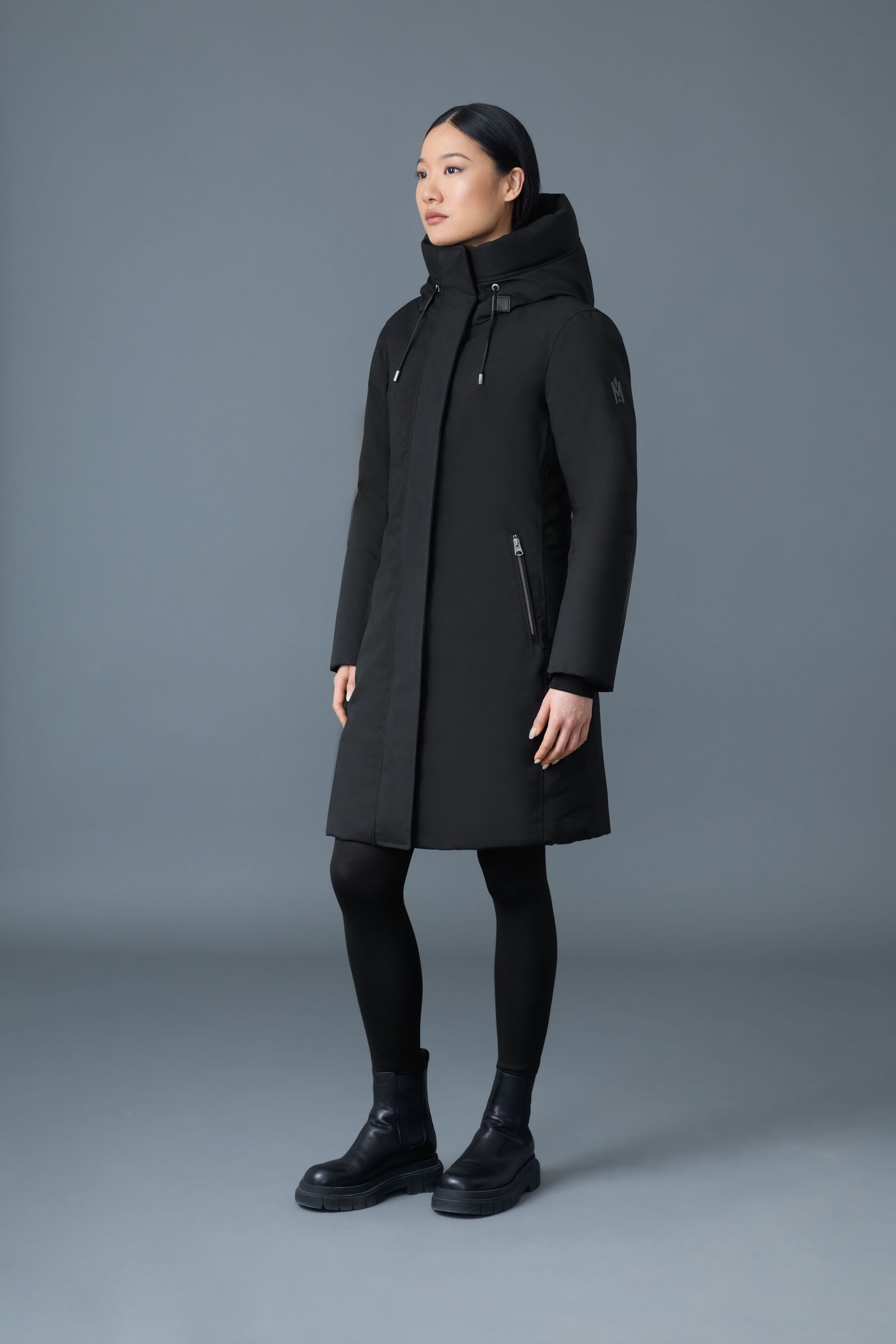 Shiloh-NF, 2-in-1 fitted down coat with removable bib for ladies