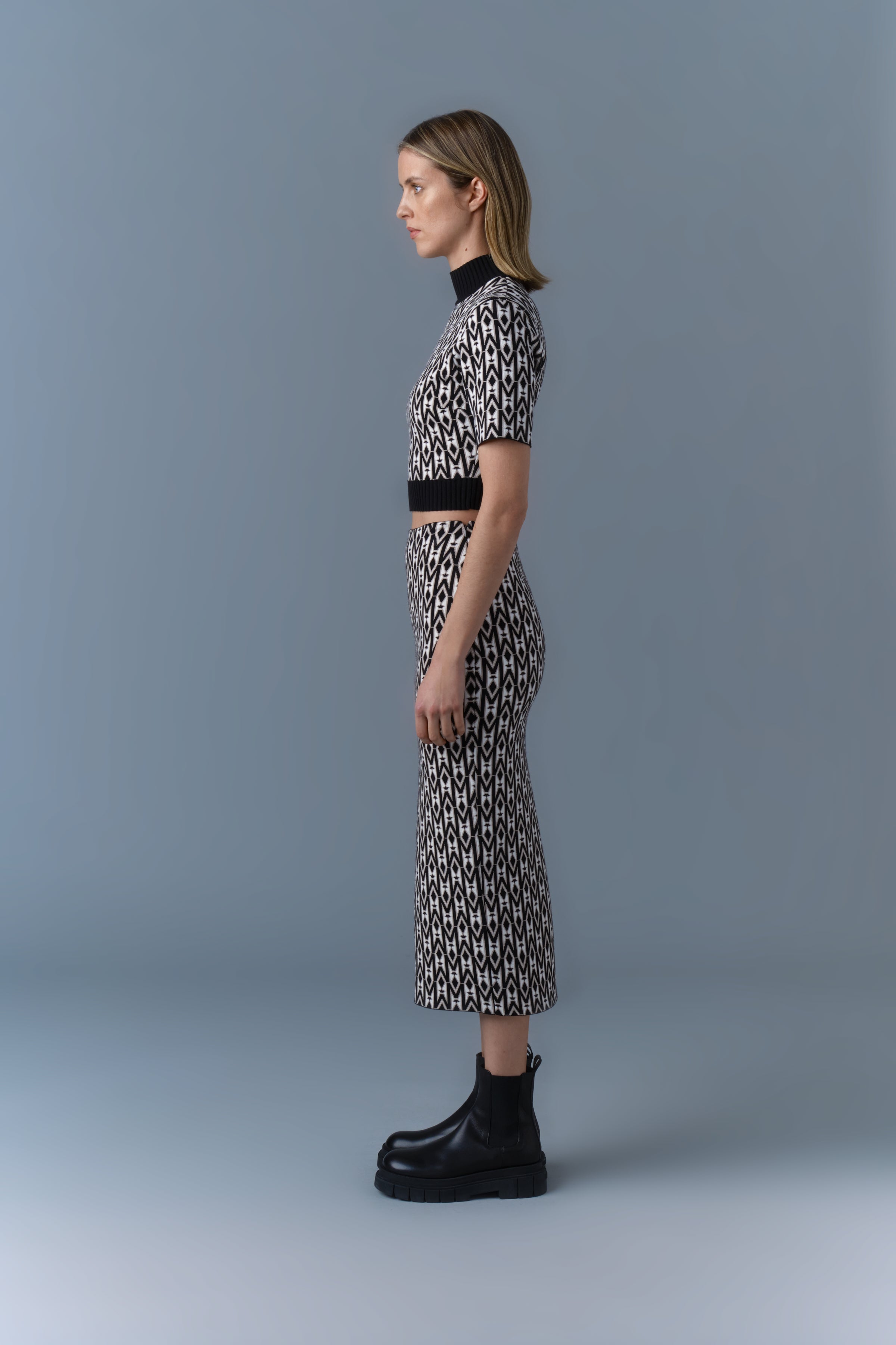 Wynona-Mg, Jacquard monogram pencil skirt | Mackage® Canada